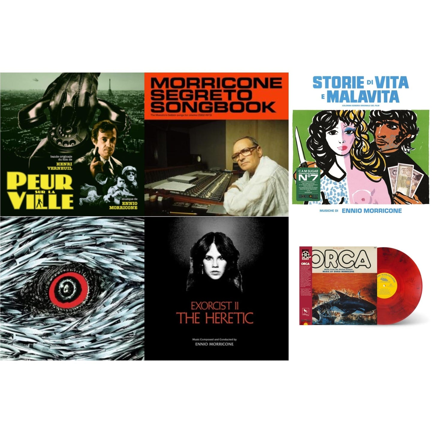 Ennio Morricone - Peur Sur La Ville (Gatefold Sleeve Designed By Eric Adrian Lee) & Morricone Segreto Songbook (1962-1973) (2LP) & Storie Di Vita E Malavita (Colonna Sonora Originale Del Film) & Bird With The Crystal Plumage (140G/Crystal Clear LP