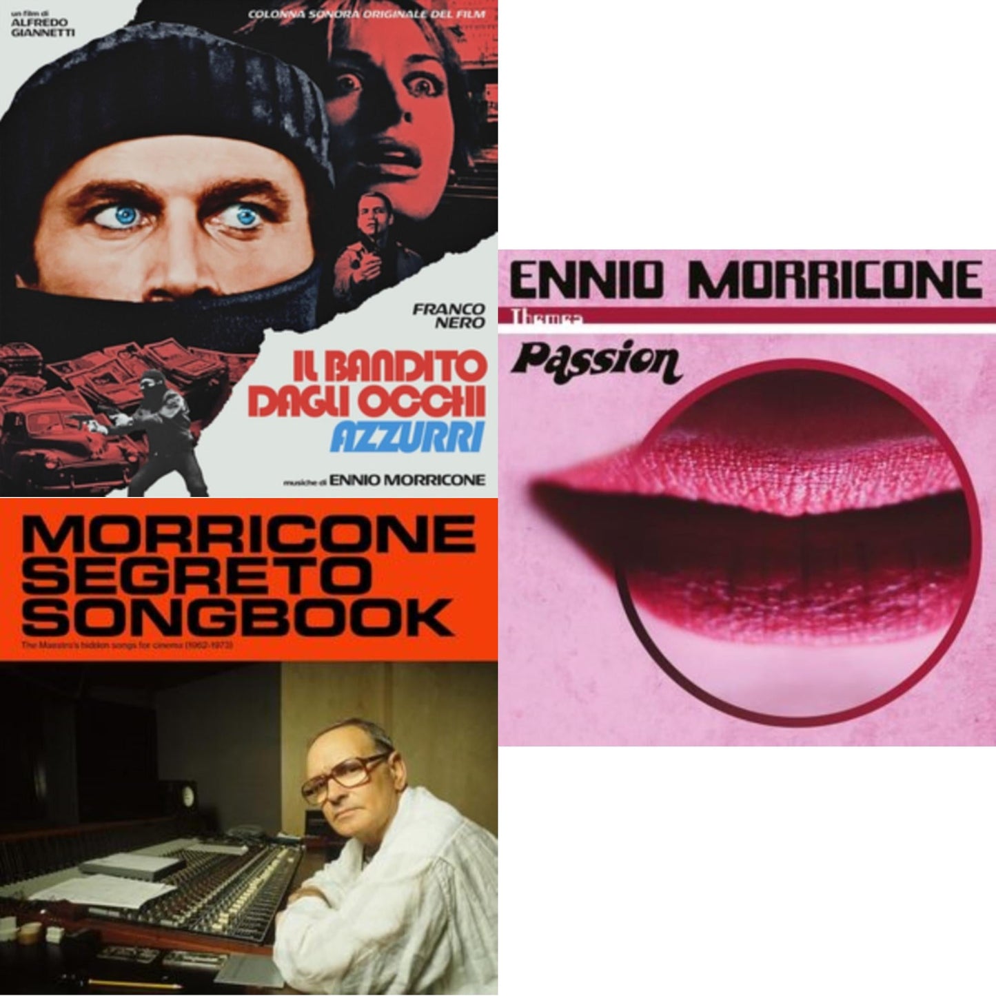Blue-Eyed Bandit (Il Bandito Dagli Occhi Azzurri) Ost (Blue LP Vinyl) (Rsd) & Morricone Segreto Songbook (1962-1973) (2LP) & Themes: Passion (Limited/2LP/Passionate Red & White Marbled Vinyl/180G)