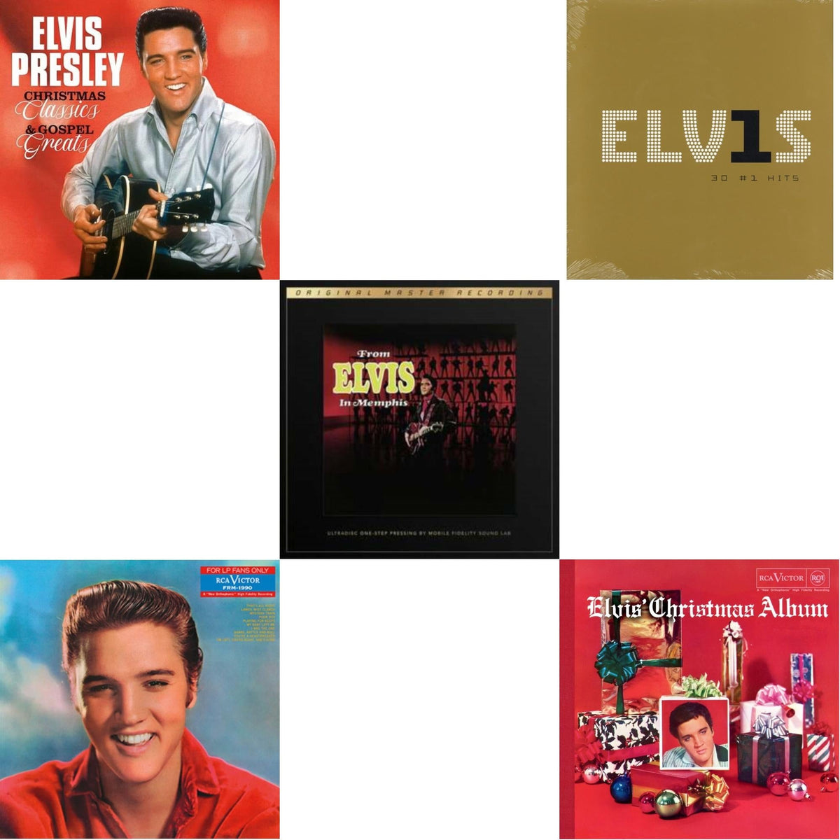 Elvis' Christmas Album & From Elvis In Memphis (2LP/180G/45RPM Supervinyl Ultradisc One-Step/Original Masters/Limited) & Christmas Classics & Gospel Greats (Ams Exclusive) (Snowy White LP Vinyl) & For LP Fans Only (Translucent Blue Vinyl/180G)