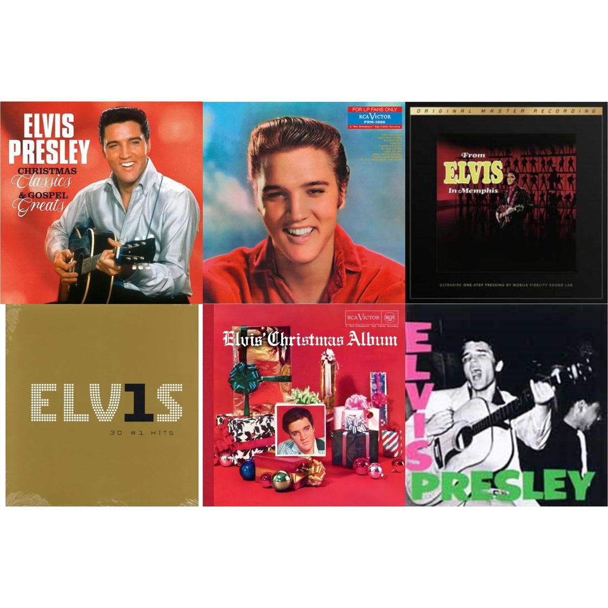 Elvis Presley - Elvis' Christmas Album & From Elvis In Memphis (2LP/180G/45RPM Supervinyl Ultradisc One-Step/Original Masters/Limited) & Christmas Classics & Gospel Greats (Ams Exclusive) (Snowy White LP Vinyl) & For LP Fans Only (Translucent Blue