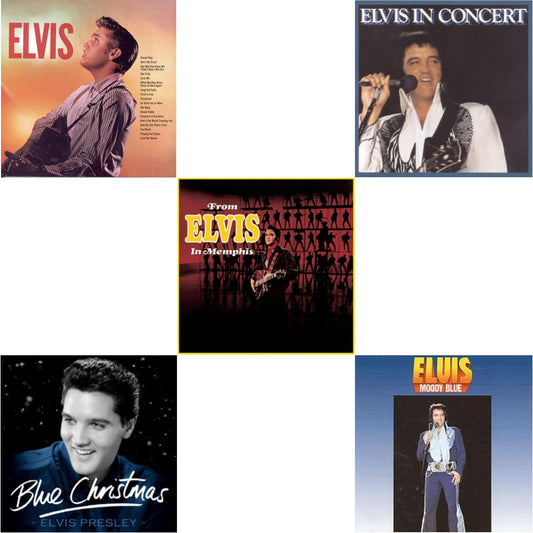 This is a 5 CD SKU bundle.
1.This CD is brand new.Format: CDMusic Style: CountryThis item's title is: ElvisArtist: Elvis PresleyLabel: SONY SPECIAL MARKETINGBarcode: 886974785620Release Date: 2/2/2009
2.This CD is brand new.