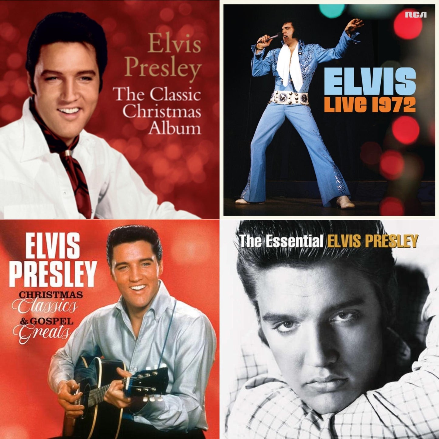 Classic Christmas Album & Elvis Live 1972 (2LP) & Christmas Classics & Gospel Greats (Ams Exclusive) (Snowy White LP Vinyl) & Essential Elvis Presley