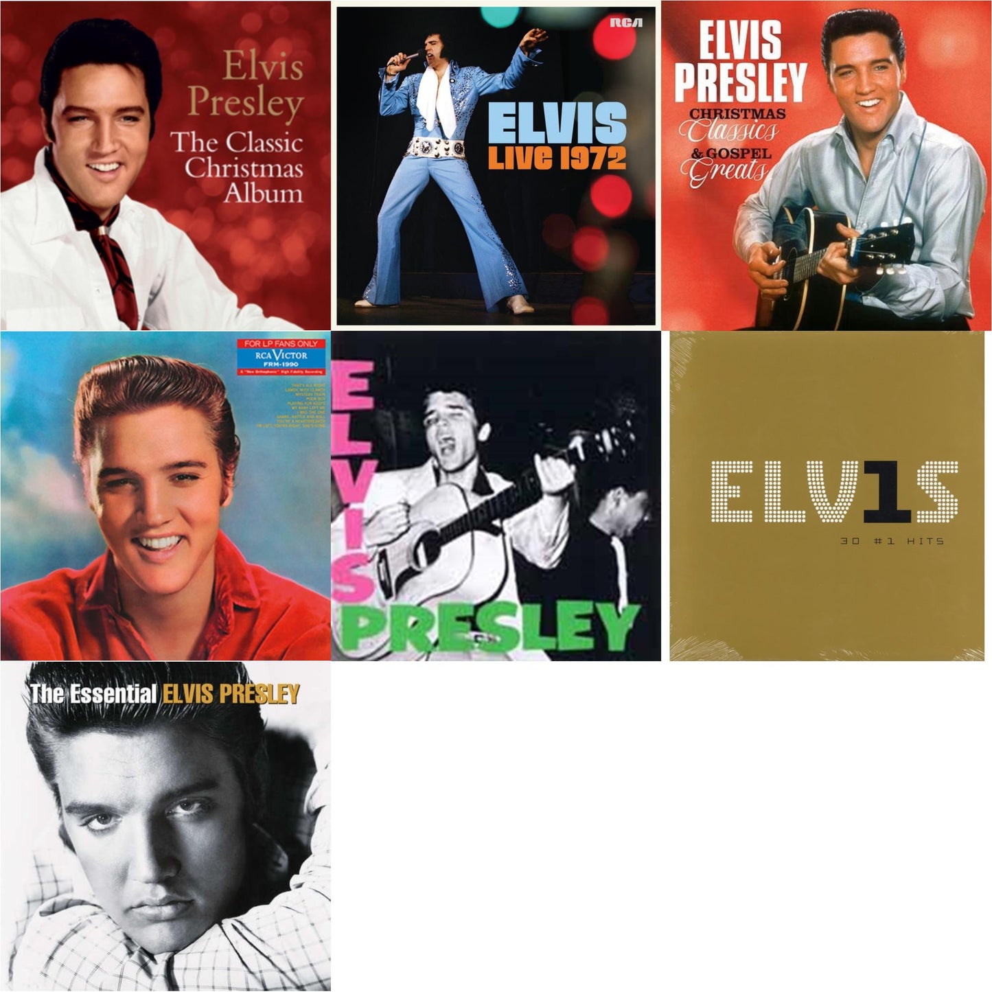 Classic Christmas Album & Elvis Live 1972 (2LP) & Christmas Classics & Gospel Greats (Ams Exclusive) (Snowy White LP Vinyl) & For LP Fans Only (Translucent Blue Vinyl/180G) & Elvis Presley & Elvis 30 #1 Hits (2LP/180G) & Essential Elvis Presley