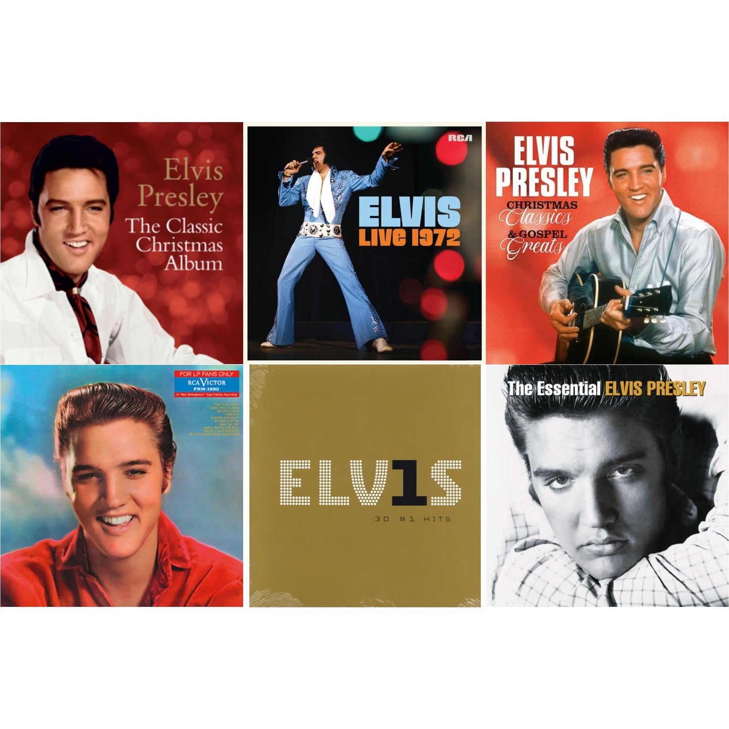 Classic Christmas Album & Elvis Live 1972 (2LP) & Christmas Classics & Gospel Greats (Ams Exclusive) (Snowy White LP Vinyl) & For LP Fans Only (Translucent Blue Vinyl/180G) & Elvis 30 #1 Hits (2LP/180G) & Essential Elvis Presley
