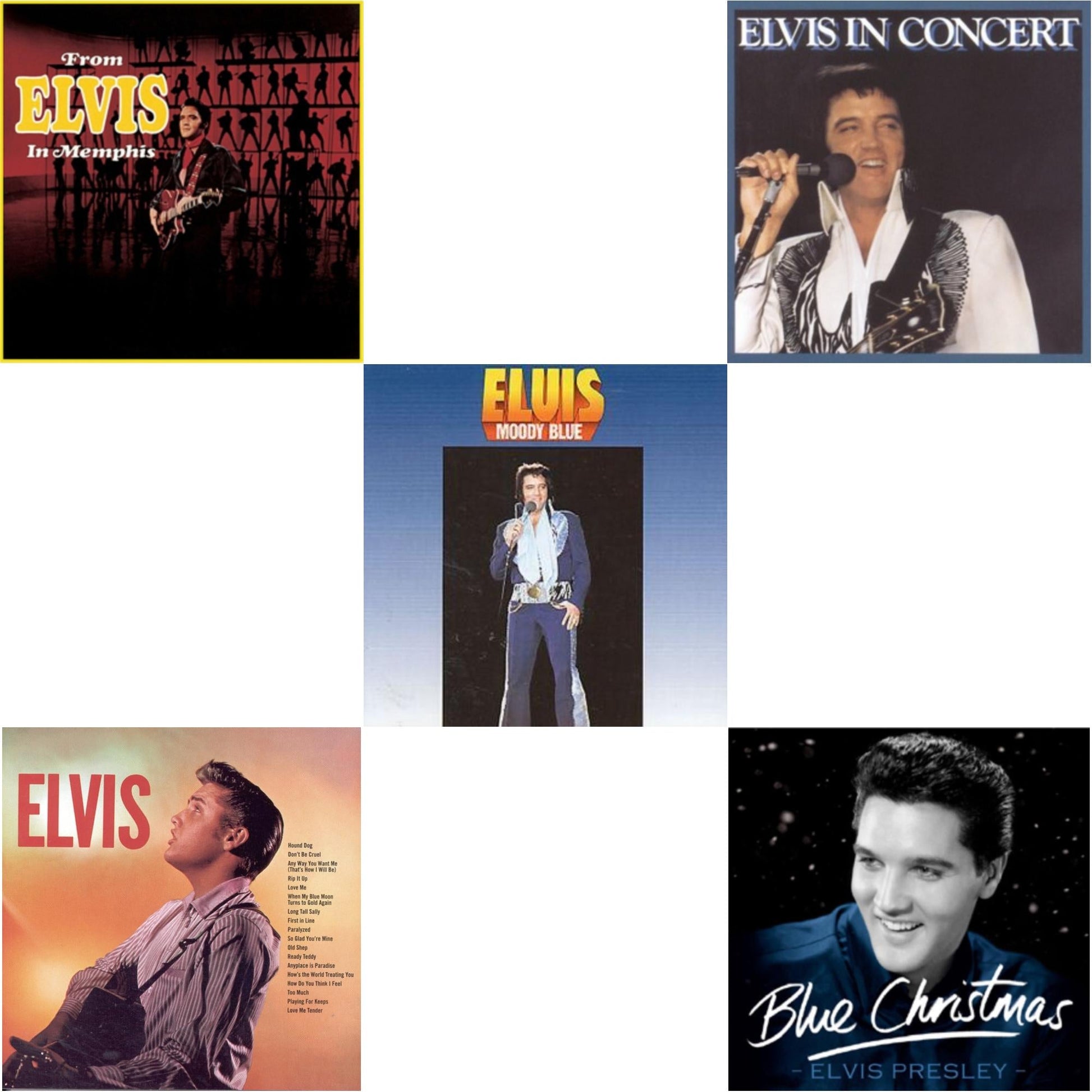 This is a 5 CD SKU bundle.
1.This CD is brand new.Format: CDMusic Style: SoundtrackThis item's title is: From Elvis In MemphisArtist: Elvis PresleyLabel: LEGACYBarcode: 886975149728Release Date: 7/28/2009
2.This CD is brand new.