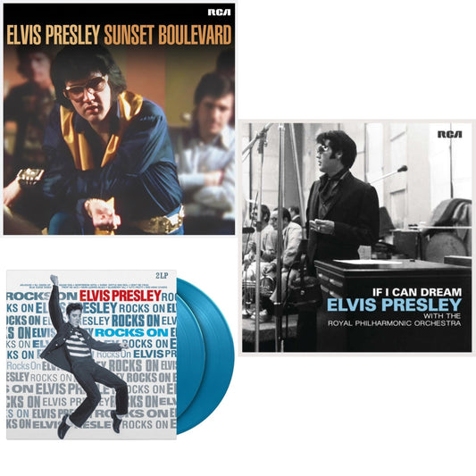 Sunset Boulevard (2LP) & Rocks On (2LP/180G/Solid Blue Vinyl) & If I Can Dream: Elvis Presley With The Royal Philharmonic Orchestra (2LP/180G)