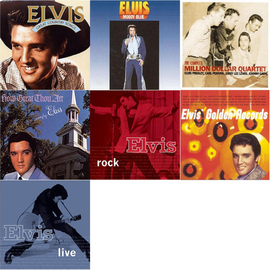 Great Country Songs & Moody Blue & Complete Million Dollar Quartet & How Great Thou Art & Elvis Rock & Elvis Golden Records & Elvis Live