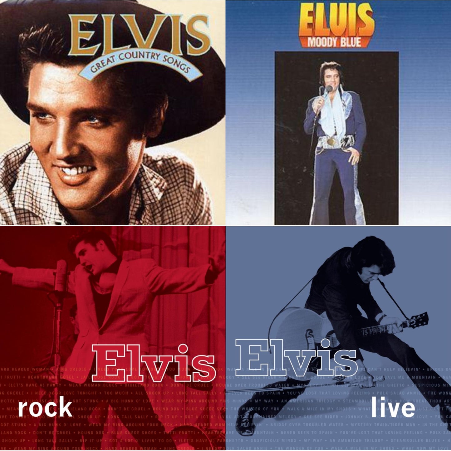 Great Country Songs & Moody Blue & Elvis Rock & Elvis Live