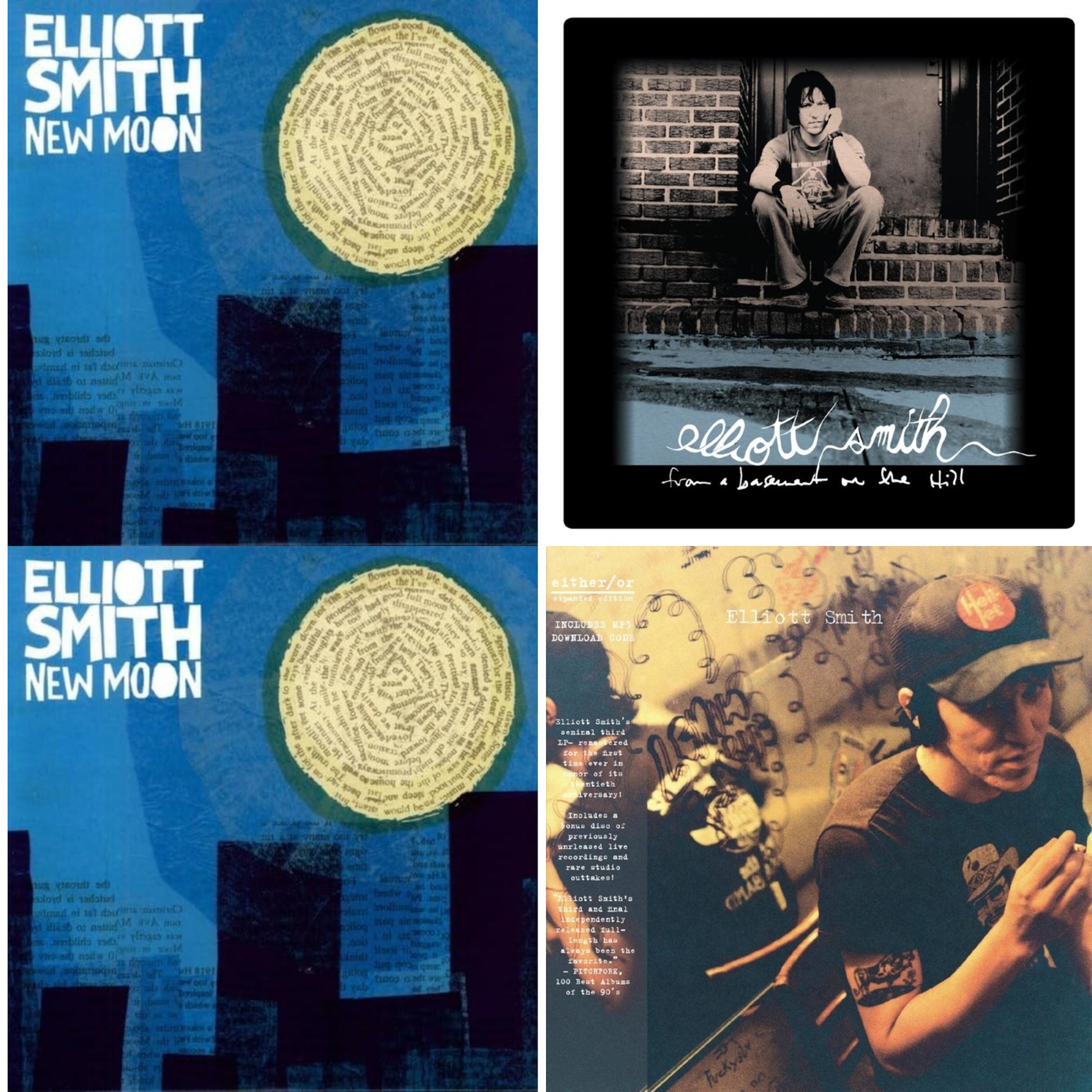 This is a 4 LP Vinyl SKU bundle.
1.This LP Vinyl is brand new.Format: LP VinylMusic Style: AcousticThis item's title is: New MoonArtist: Elliott SmithLabel: KILL ROCK STARSBarcode: 759656045513Release Date: 5/1/2009
2.This LP Vinyl is brand new.