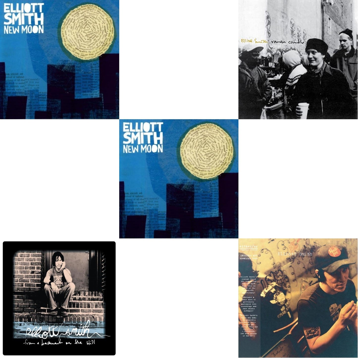 This is a 5 LP Vinyl SKU bundle.
1.This LP Vinyl is brand new.Format: LP VinylMusic Style: AcousticThis item's title is: New MoonArtist: Elliott SmithLabel: KILL ROCK STARSBarcode: 759656045513Release Date: 5/1/2009
2.This LP Vinyl is brand new.