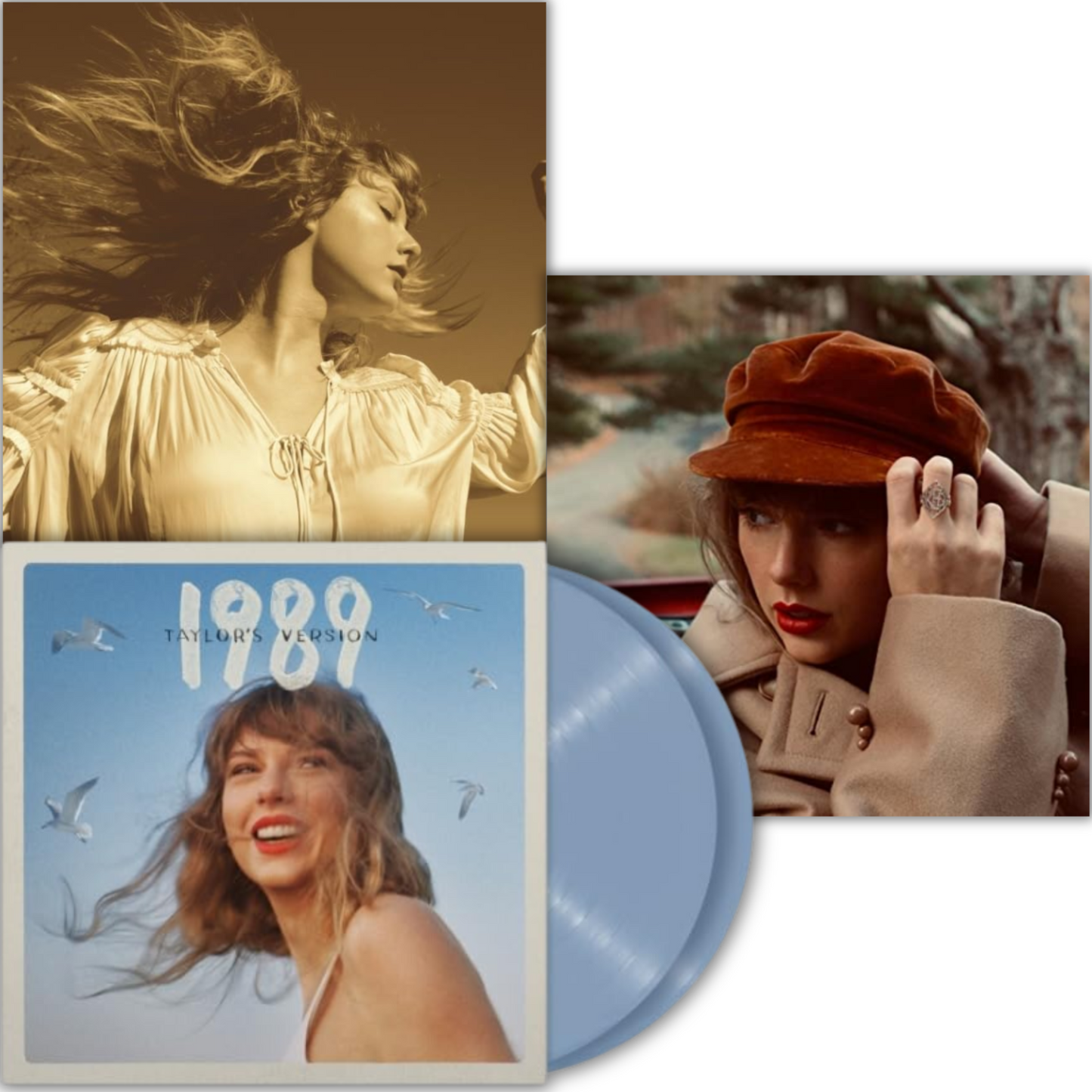 Fearless (Taylor's Version) (Gold Vinyl/3LP) & Red (Taylor's Version) (4LP) & 1989 (Taylor's Version) (2LP/Crystal Skies Blue Vinyl)