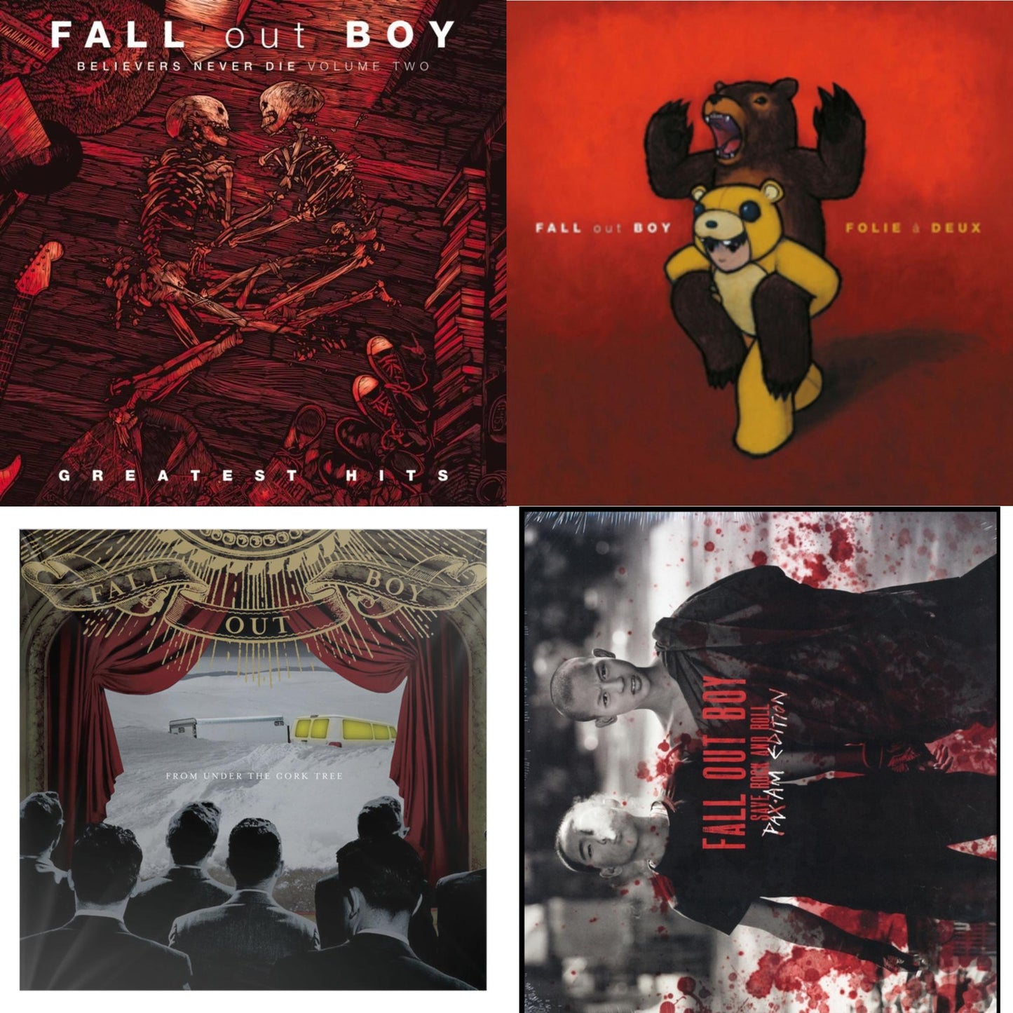 This is a 4 LP Vinyl SKU bundle.
1.This LP Vinyl is brand new.Format: LP VinylThis item's title is: Believers Never Die (Vol. 2)Artist: Fall Out BoyLabel: ISLANDBarcode: 602508363139Release Date: 1/10/2020
2.This LP Vinyl is brand new.