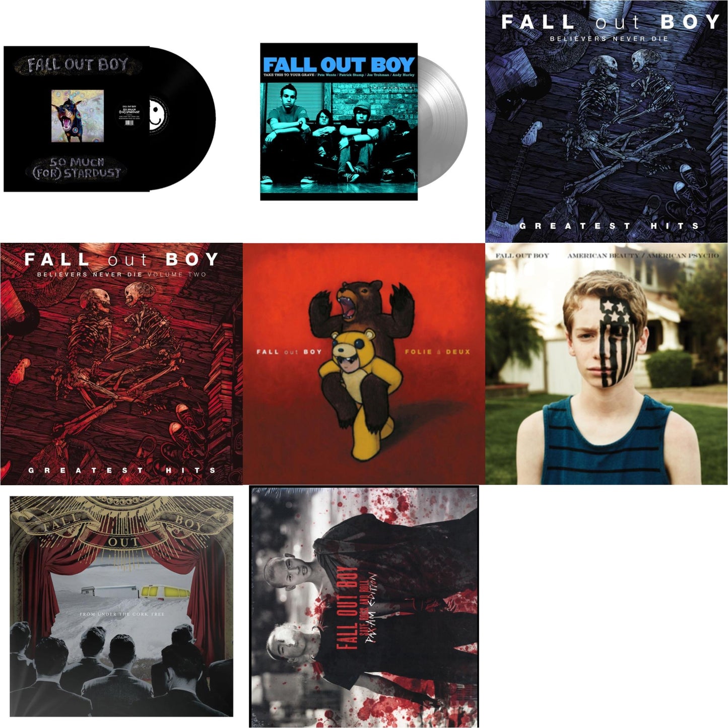 This is a 8 LP Vinyl SKU bundle.
1.This LP Vinyl is brand new.Format: LP VinylMusic Style: Pop RockThis item's title is: So Much (For) StardustArtist: Fall Out BoyLabel: WEA/FUELED BY RAMENBarcode: 075678630699Release Date: 3/24/2023
2.This LP Vinyl is brand new.