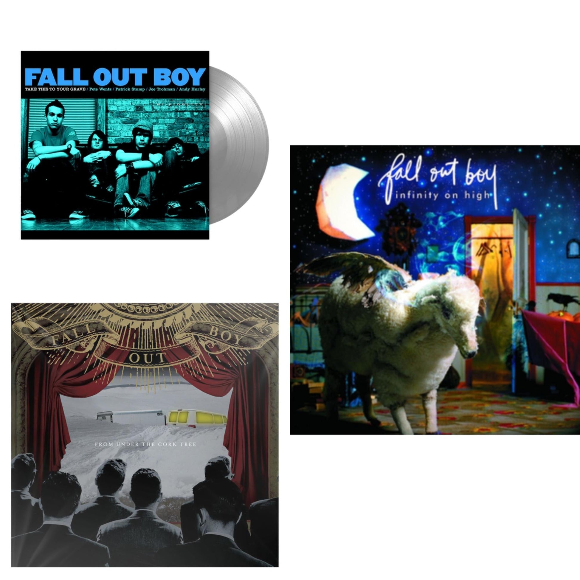 This is a 3 LP Vinyl SKU bundle.
1.This LP Vinyl is brand new.Format: LP VinylMusic Style: Pop PunkThis item's title is: Take This To Your Grave (Fbr 25Th Anniversary Edition/Silver LP Vinyl)Artist: Fall Out BoyLabel: Fueled By RamenBarcode: 075678645594Release Date: 4/30/2021
2.