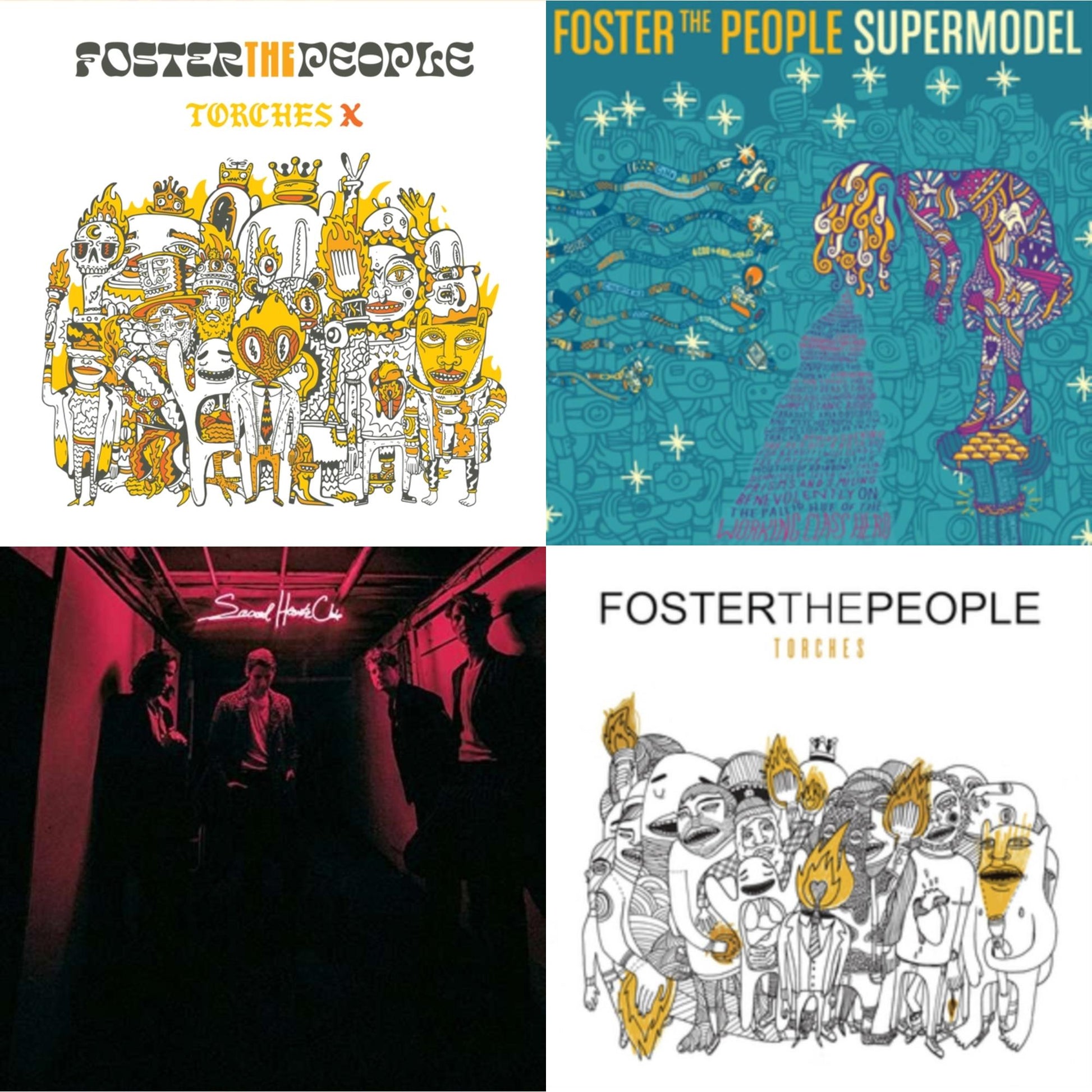 This is a 4 LP Vinyl SKU bundle.
1.This LP Vinyl is brand new.Format: LP VinylMusic Style: Alternative RockThis item's title is: Torches X (Deluxe Edition/2LP)Artist: Foster The PeopleLabel: LEGACYBarcode: 194399280911Release Date: 4/8/2022
2.This LP Vinyl is brand new.