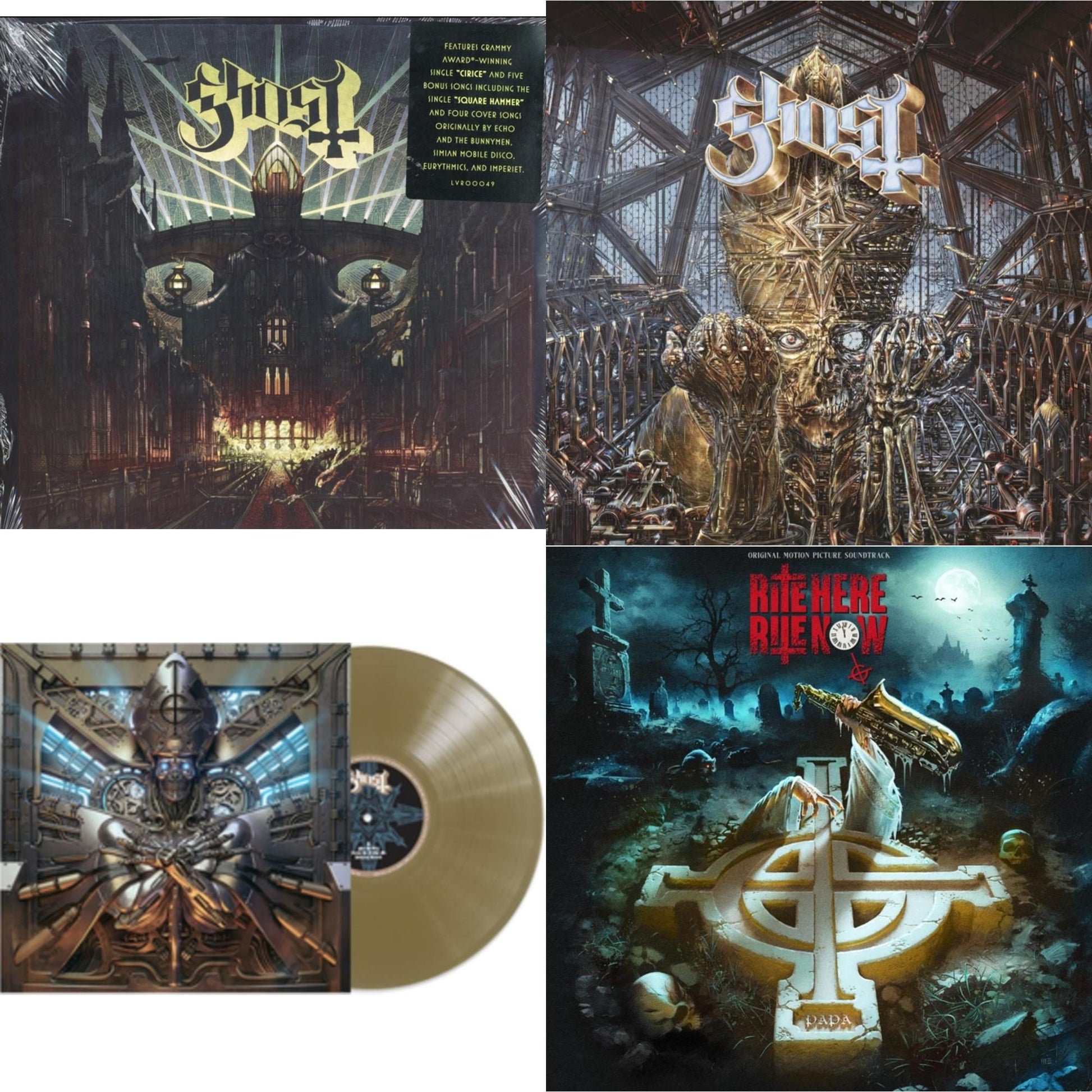 This is a 4 LP Vinyl SKU bundle.
1.This LP Vinyl is brand new.Format: LP VinylMusic Style: Hard RockThis item's title is: Meliora (Deluxe Edition)Artist: GhostLabel: LOMA VISTA/CONCORDBarcode: 888072012332Release Date: 9/16/2016
2.This LP Vinyl is brand new.