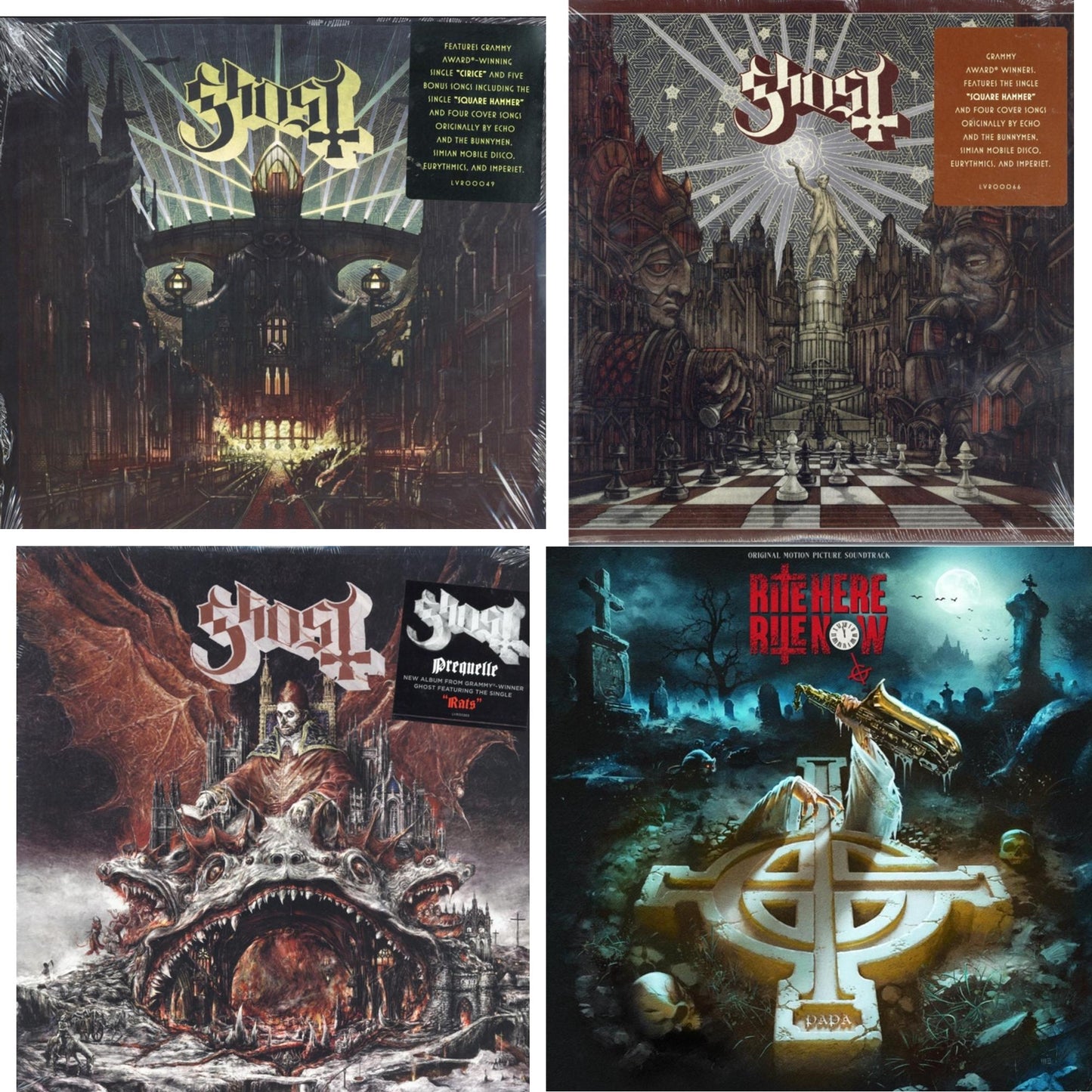 This is a 4 LP Vinyl SKU bundle.
1.This LP Vinyl is brand new.Format: LP VinylMusic Style: Hard RockThis item's title is: Meliora (Deluxe Edition)Artist: GhostLabel: LOMA VISTA/CONCORDBarcode: 888072012332Release Date: 9/16/2016
2.This LP Vinyl is brand new.