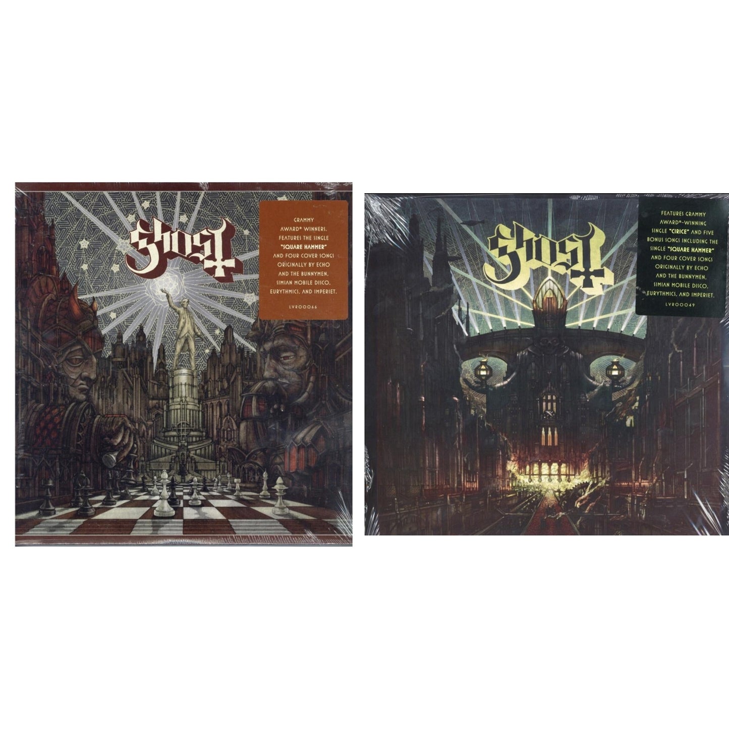 This is a 2 LP Vinyl SKU bundle.
1.This LP Vinyl is brand new.Format: LP VinylMusic Style: Hard RockThis item's title is: Meliora (Deluxe Edition)Artist: GhostLabel: LOMA VISTA/CONCORDBarcode: 888072012332Release Date: 9/16/2016
2.This LP Vinyl is brand new.
