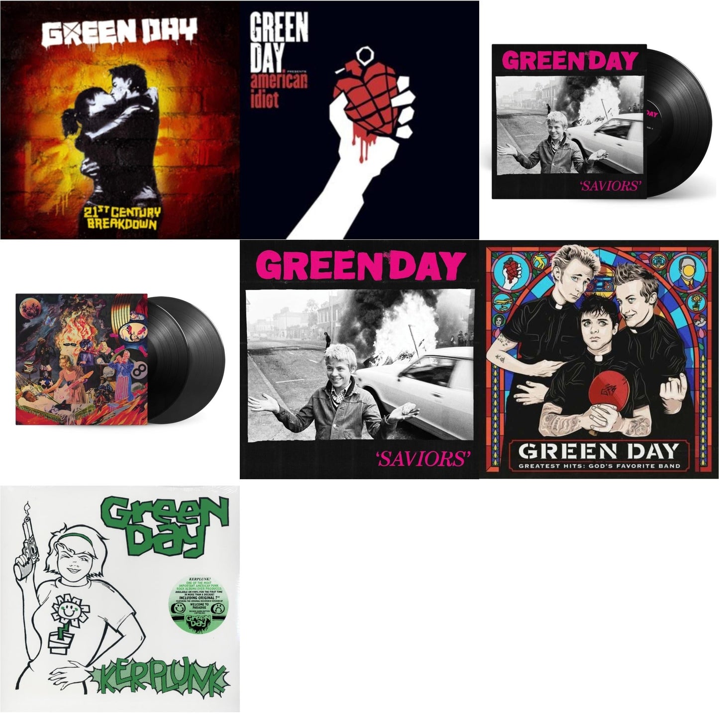This is a 7 LP Vinyl SKU bundle.
1.This LP Vinyl is brand new.Format: LP VinylMusic Style: Alternative RockThis item's title is: 21St Century BreakdownArtist: Green DayLabel: REPRISEBarcode: 093624978534Release Date: 6/16/2009
2.This LP Vinyl is brand new.