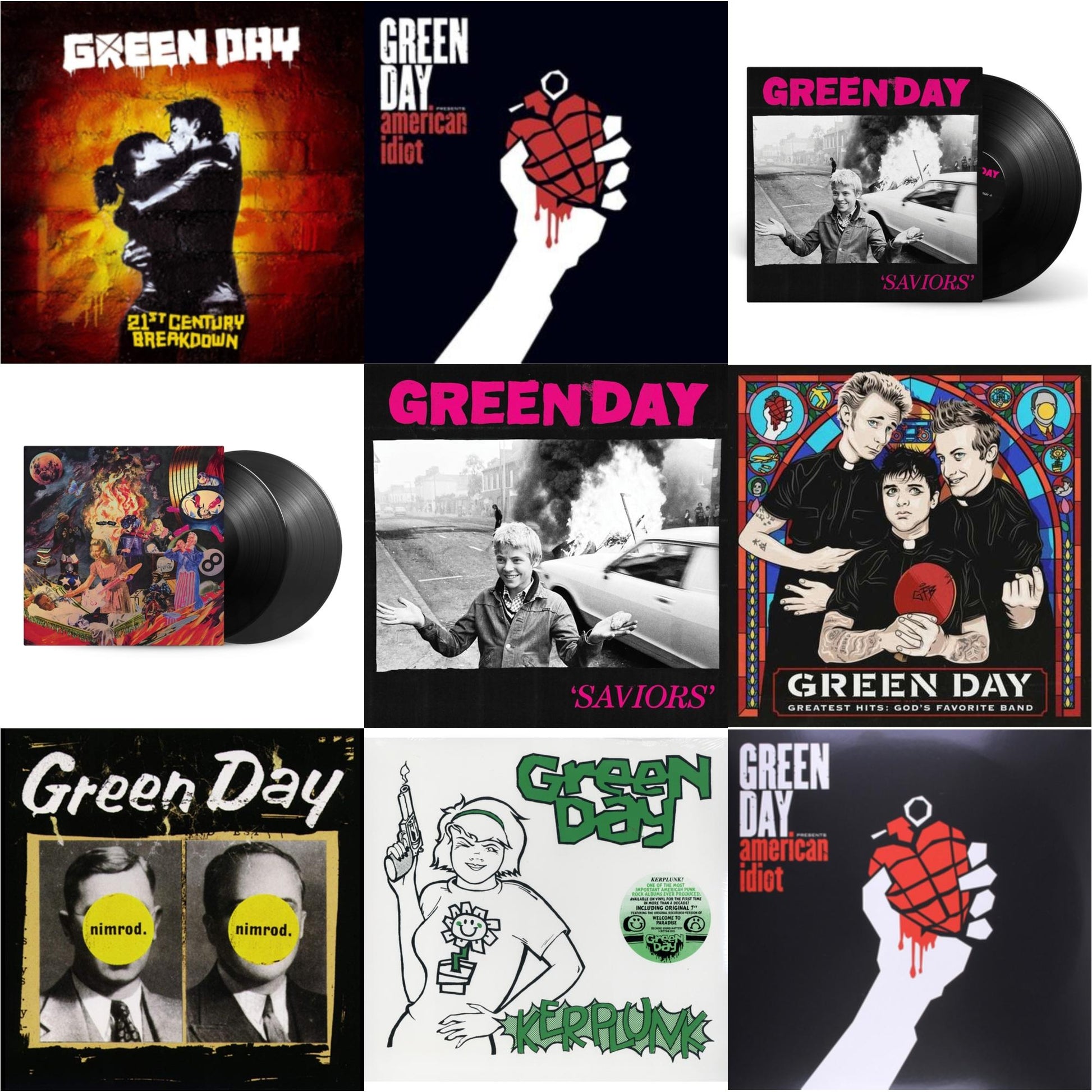 This is a 9 LP Vinyl SKU bundle.
1.This LP Vinyl is brand new.Format: LP VinylThis item's title is: Saviors (180G/Deluxe LP Vinyl)Artist: Green DayBarcode: 093624866091Release Date: 1/19/2024
2.This LP Vinyl is brand new.