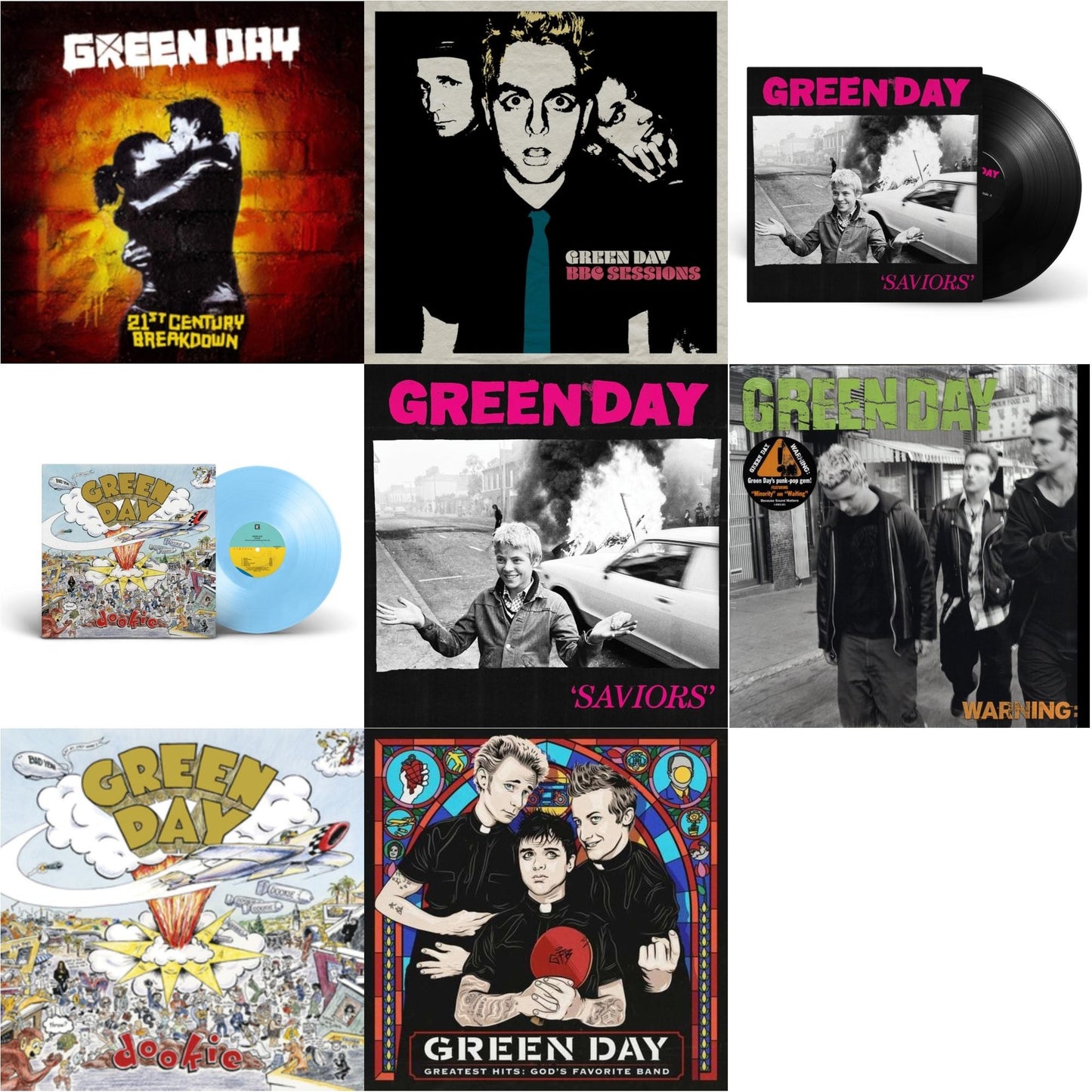 Warning & Dookie (X) (Baby Blue LP Vinyl) & Saviors (180G/Deluxe LP Vinyl) & Saviors & Bbc Sessions (X) (2LP) & Greatest Hits: God's Favorite Band (X) & 21St Century Breakdown & Dookie