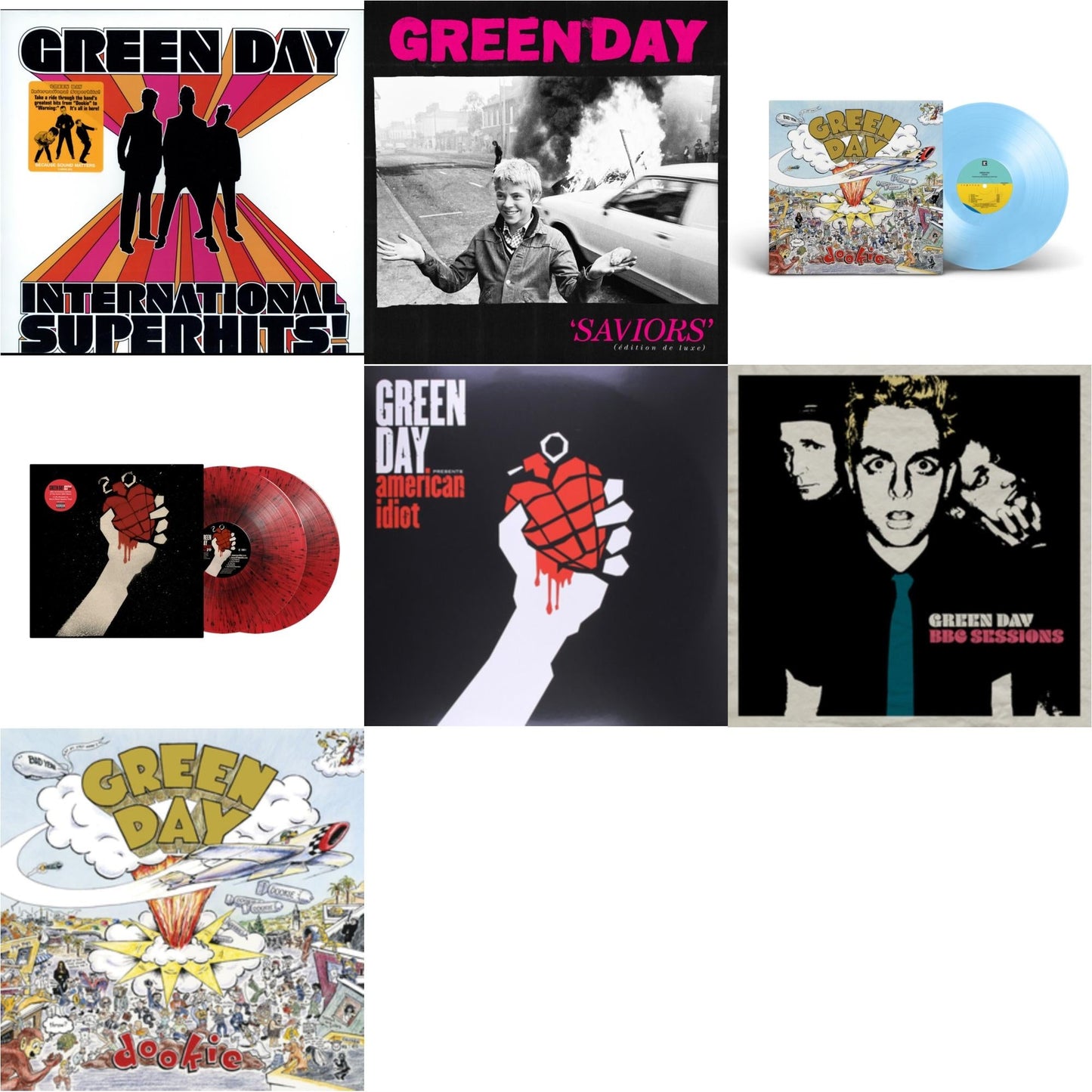 International Superhits & Saviors (Edition De Luxe/2LP/Hot Pink W/ White Splatter Vinyl) & Dookie (X) (Baby Blue LP Vinyl) & American Idiot (2LP/Red & Black Splatter Vinyl) & American Idiot & Bbc Sessions (X) (2LP/Milky Clear Vinyl) (I) & Dookie
