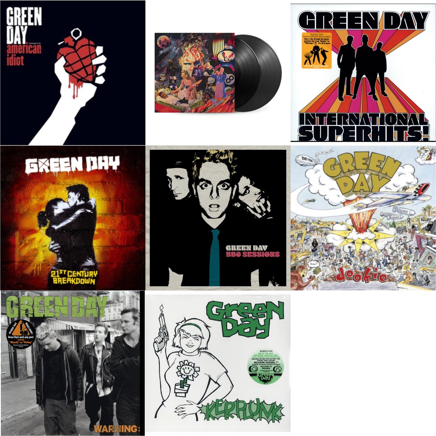 Warning & International Superhits & Bbc Sessions (X) (2LP) & Insomniac (25Th Anniversary/2LP) & 21St Century Breakdown & American Idiot (W/Poster) & Kerplunk (120G/7Inch Single) & Dookie