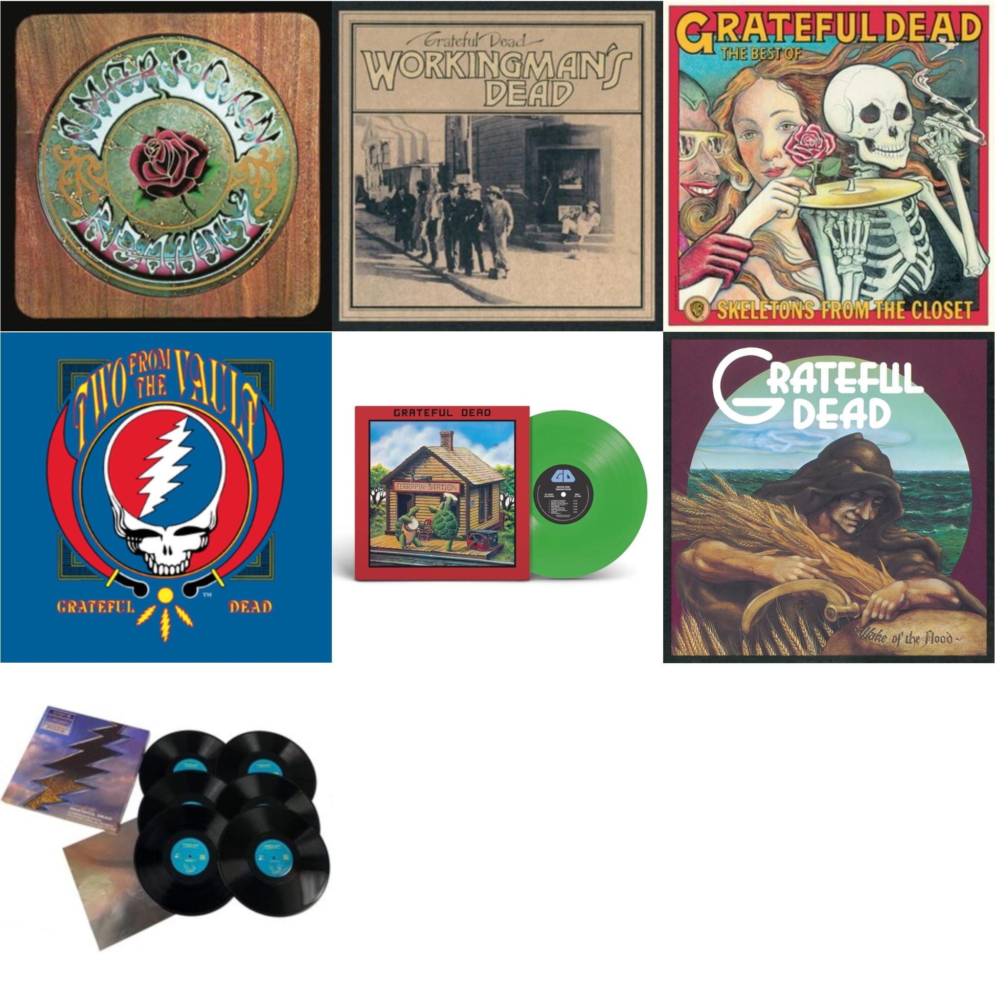 This is a 7 LP Vinyl SKU bundle.
1.This LP Vinyl is brand new.Format: LP VinylMusic Style: Folk RockThis item's title is: American BeautyArtist: Grateful DeadLabel: GRATEFUL DEAD PRODUCTIONBarcode: 603497847778Release Date: 11/13/2020
2.This LP Vinyl is brand new.
