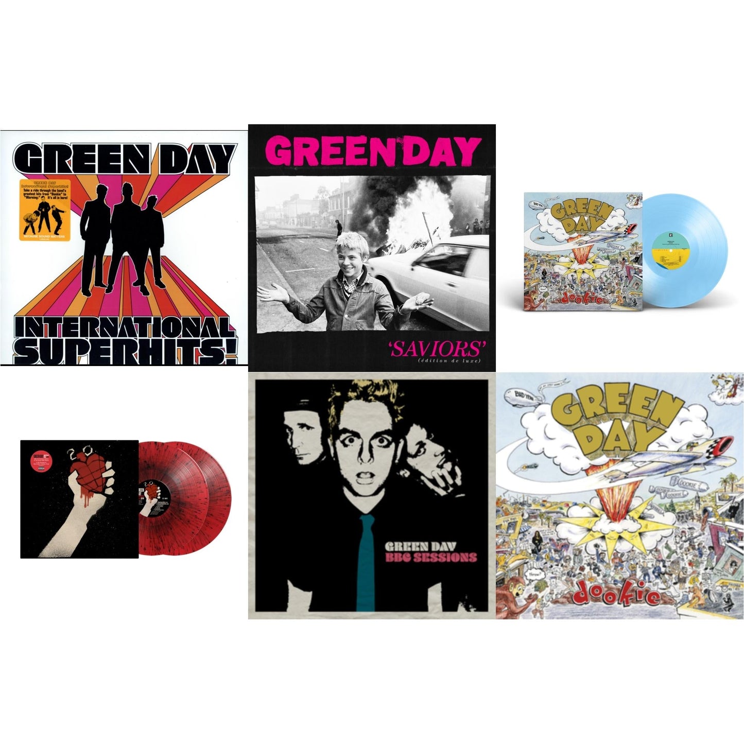 International Superhits & Saviors (Edition De Luxe/2LP/Hot Pink W/ White Splatter Vinyl) & Dookie (X) (Baby Blue LP Vinyl) & American Idiot (2LP/Red & Black Splatter Vinyl) & Bbc Sessions (X) (2LP/Milky Clear Vinyl) (I) & Dookie