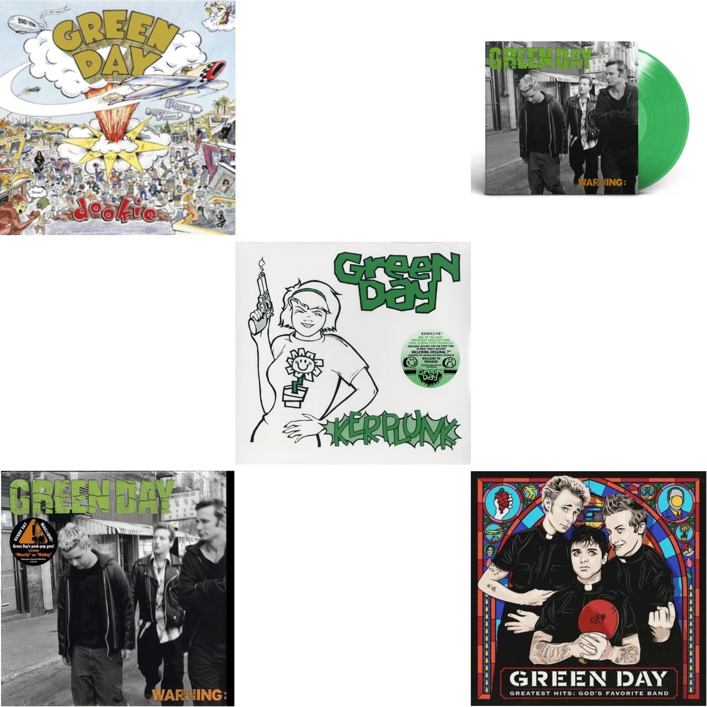 Warning & Warning (Fluorescent Green LP Vinyl) & Greatest Hits: God's Favorite Band (X) & Kerplunk (120G/7Inch Single) & Dookie