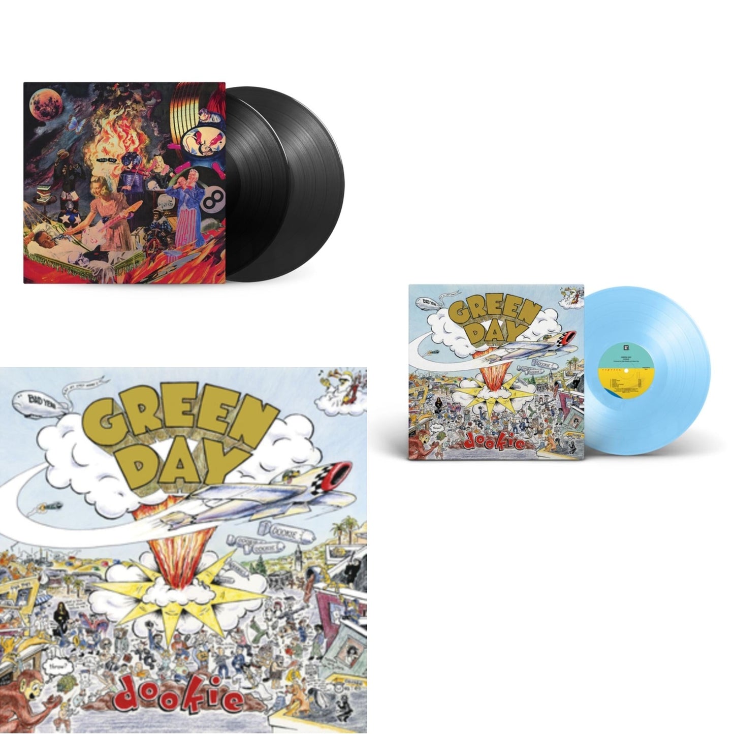 This is a 3 LP Vinyl SKU bundle.
1.This LP Vinyl is brand new.Format: LP VinylMusic Style: PunkThis item's title is: Dookie (X) (Baby Blue LP Vinyl)Artist: Green DayLabel: REPRISEBarcode: 093624850434Release Date: 9/29/2023
2.This LP Vinyl is brand new.