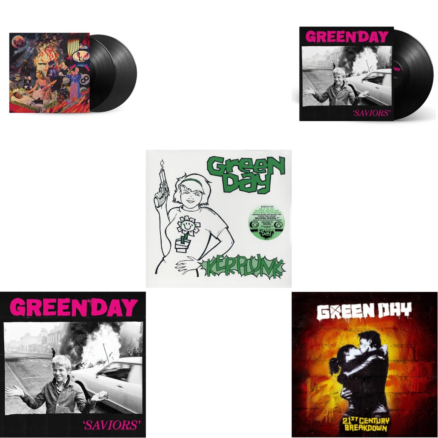 This is a 5 LP Vinyl SKU bundle.
1.This LP Vinyl is brand new.Format: LP VinylThis item's title is: Saviors (180G/Deluxe LP Vinyl)Artist: Green DayBarcode: 093624866091Release Date: 1/19/2024
2.This LP Vinyl is brand new.