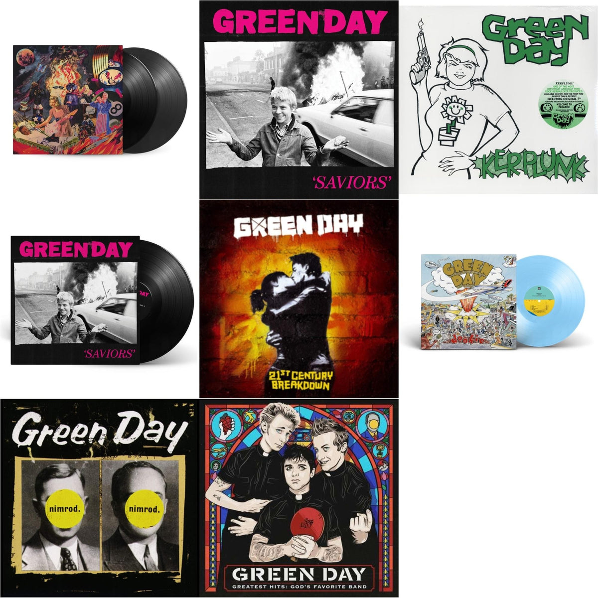 Dookie (X) (Baby Blue LP Vinyl) & Saviors (180G/Deluxe LP Vinyl) & Saviors & Insomniac (25Th Anniversary/2LP) & Nimrod & Greatest Hits: God's Favorite Band (X) & 21St Century Breakdown & Kerplunk (120G/7Inch Single)