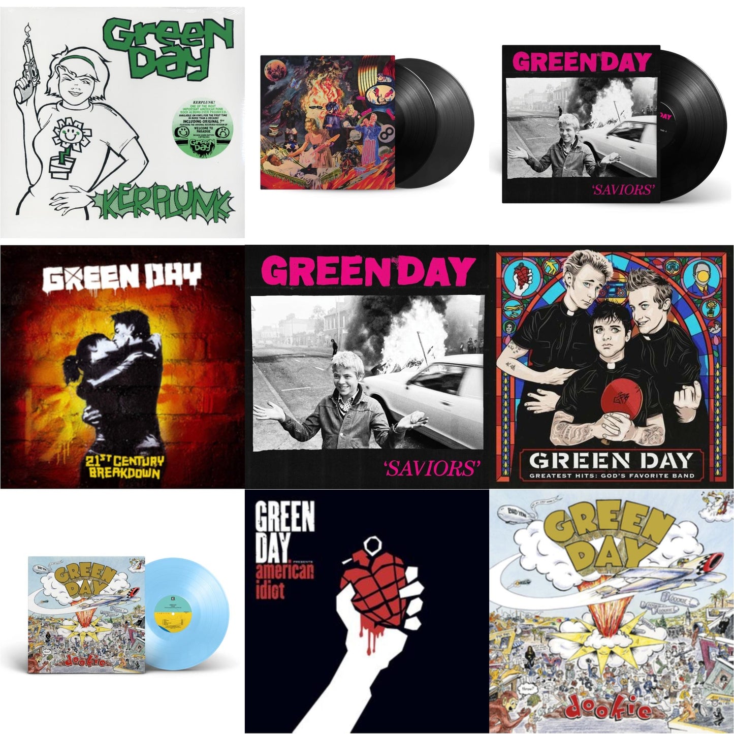 Dookie (X) (Baby Blue LP Vinyl) & Saviors (180G/Deluxe LP Vinyl) & Saviors & Insomniac (25Th Anniversary/2LP) & Greatest Hits: God's Favorite Band (X) & 21St Century Breakdown & American Idiot (W/Poster) & Kerplunk (120G/7Inch Single) & Dookie