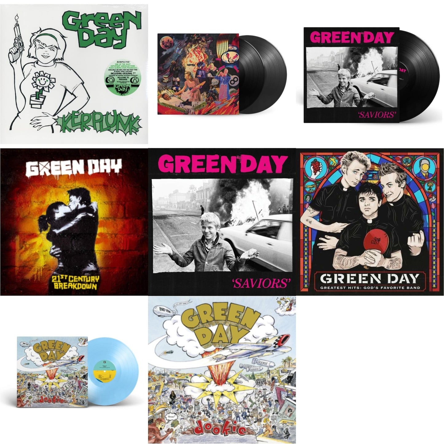 Dookie (X) (Baby Blue LP Vinyl) & Saviors (180G/Deluxe LP Vinyl) & Saviors & Insomniac (25Th Anniversary/2LP) & Greatest Hits: God's Favorite Band (X) & 21St Century Breakdown & Kerplunk (120G/7Inch Single) & Dookie