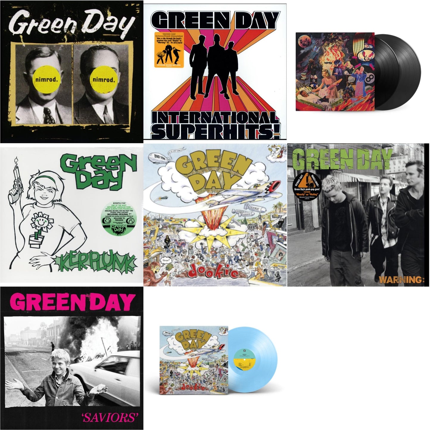 Warning & International Superhits & Dookie (X) (Baby Blue LP Vinyl) & Saviors (180G/Deluxe LP Vinyl) & Insomniac (25Th Anniversary/2LP) & Nimrod & Kerplunk (120G/7Inch Single) & Dookie