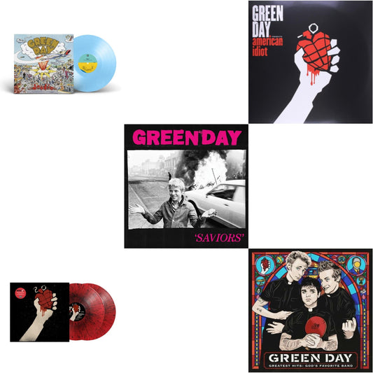 Dookie (X) (Baby Blue LP Vinyl) & American Idiot (2LP/Red & Black Splatter Vinyl) & Saviors (180G/Deluxe LP Vinyl) & American Idiot & Greatest Hits: God's Favorite Band (X)