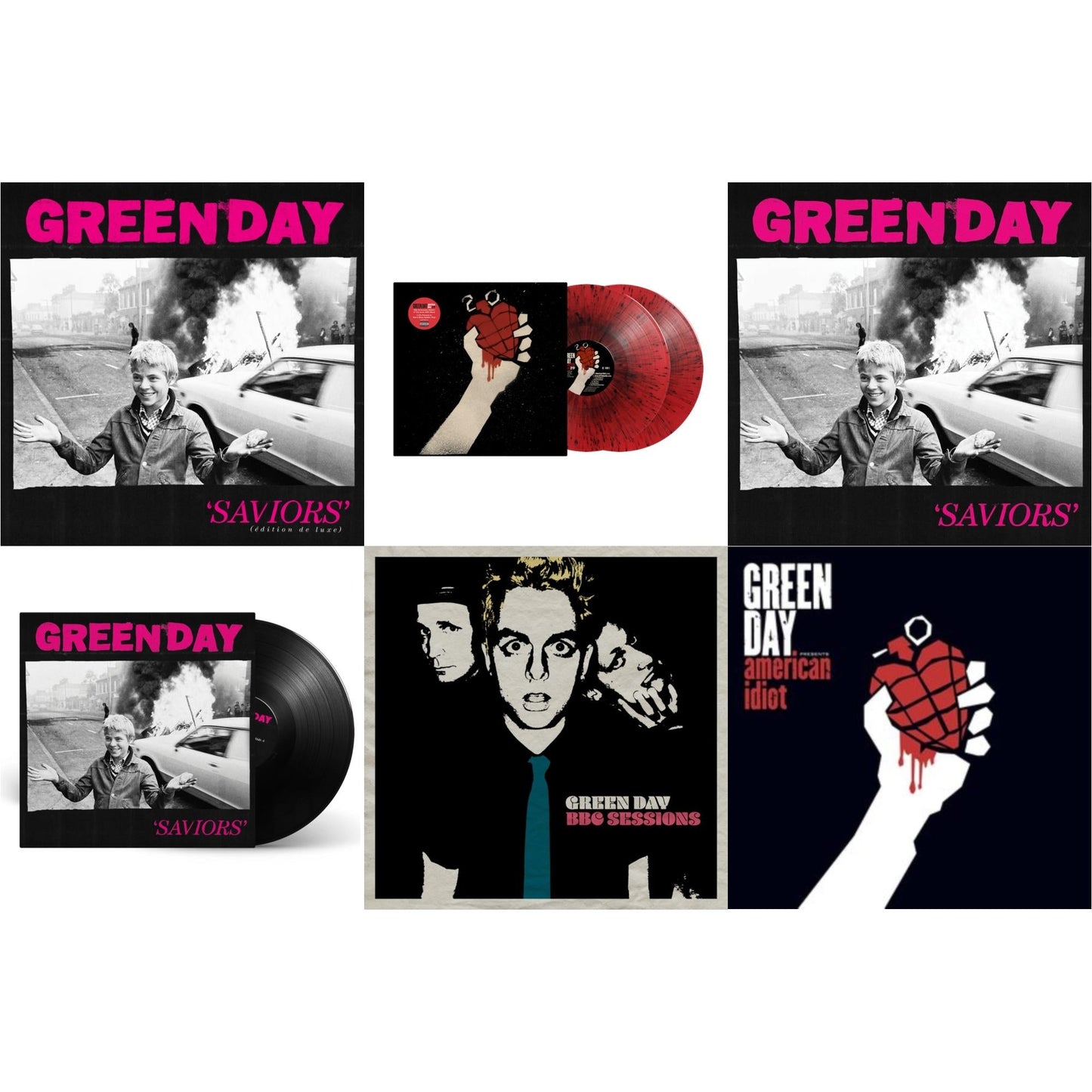 Saviors (Edition De Luxe/2LP/Hot Pink W/ White Splatter Vinyl) & American Idiot (2LP/Red & Black Splatter Vinyl) & Saviors (180G/Deluxe LP Vinyl) & Saviors & Bbc Sessions (X) (2LP) & American Idiot (W/Poster)