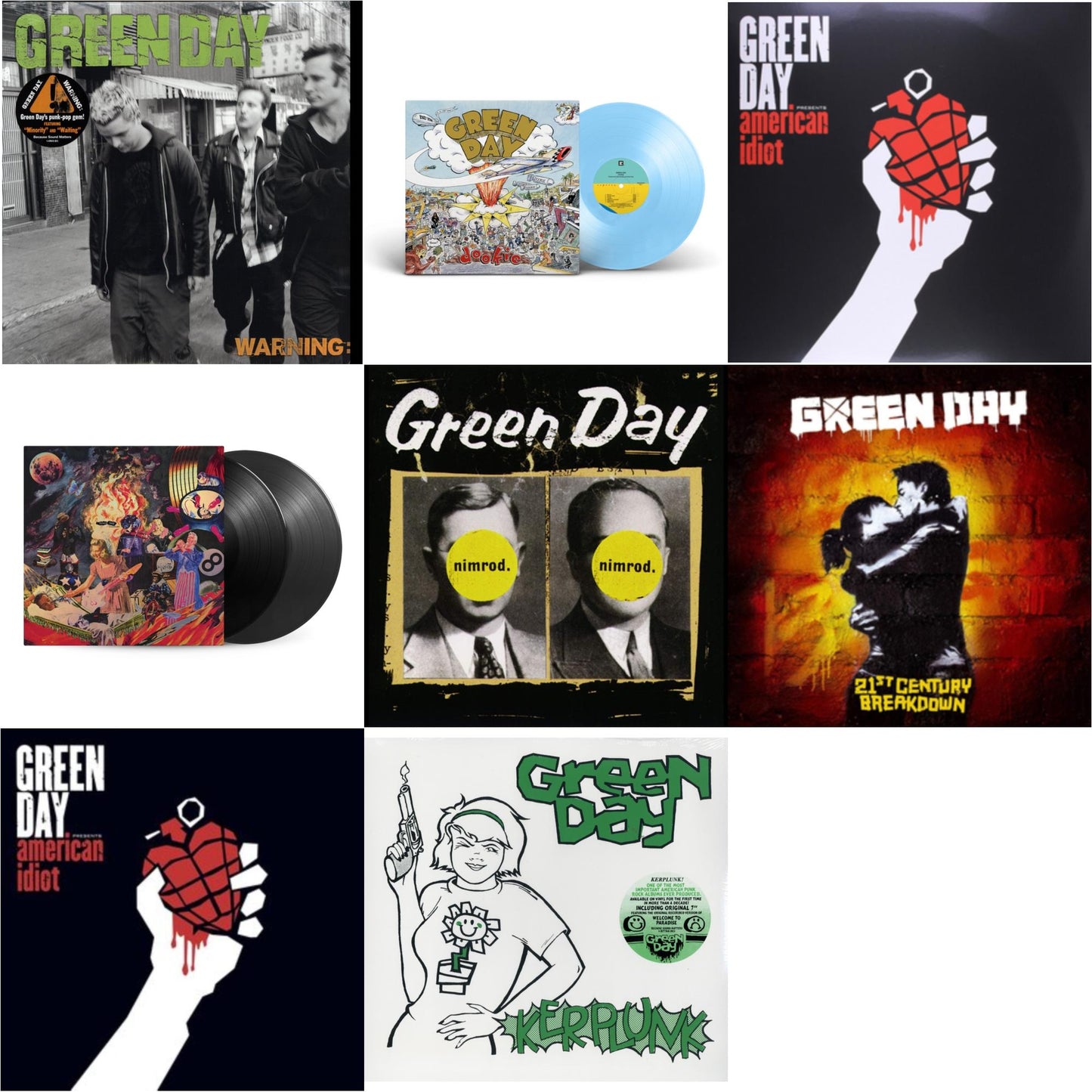 Warning & Dookie (X) (Baby Blue LP Vinyl) & American Idiot & Insomniac (25Th Anniversary/2LP) & Nimrod & 21St Century Breakdown & American Idiot (W/Poster) & Kerplunk (120G/7Inch Single)