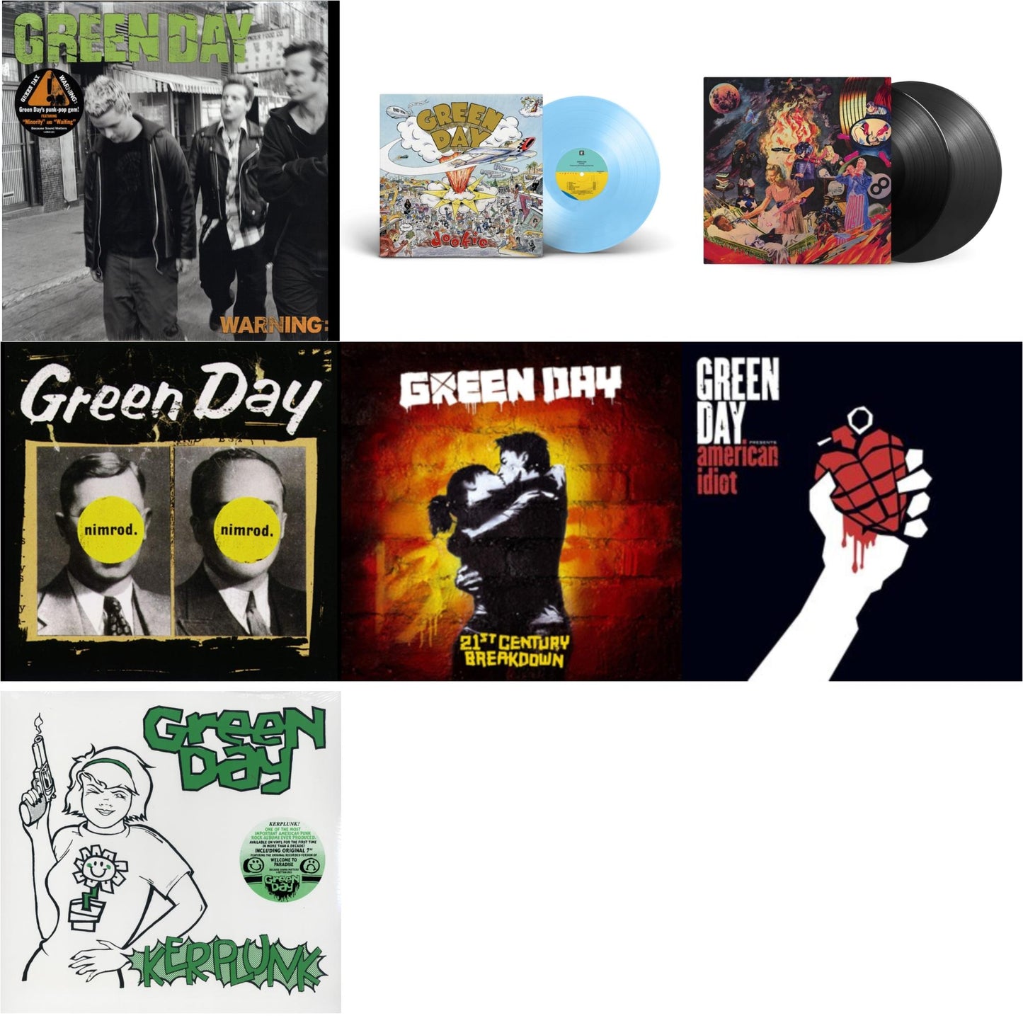 Warning & Dookie (X) (Baby Blue LP Vinyl) & Insomniac (25Th Anniversary/2LP) & Nimrod & 21St Century Breakdown & American Idiot (W/Poster) & Kerplunk (120G/7Inch Single)