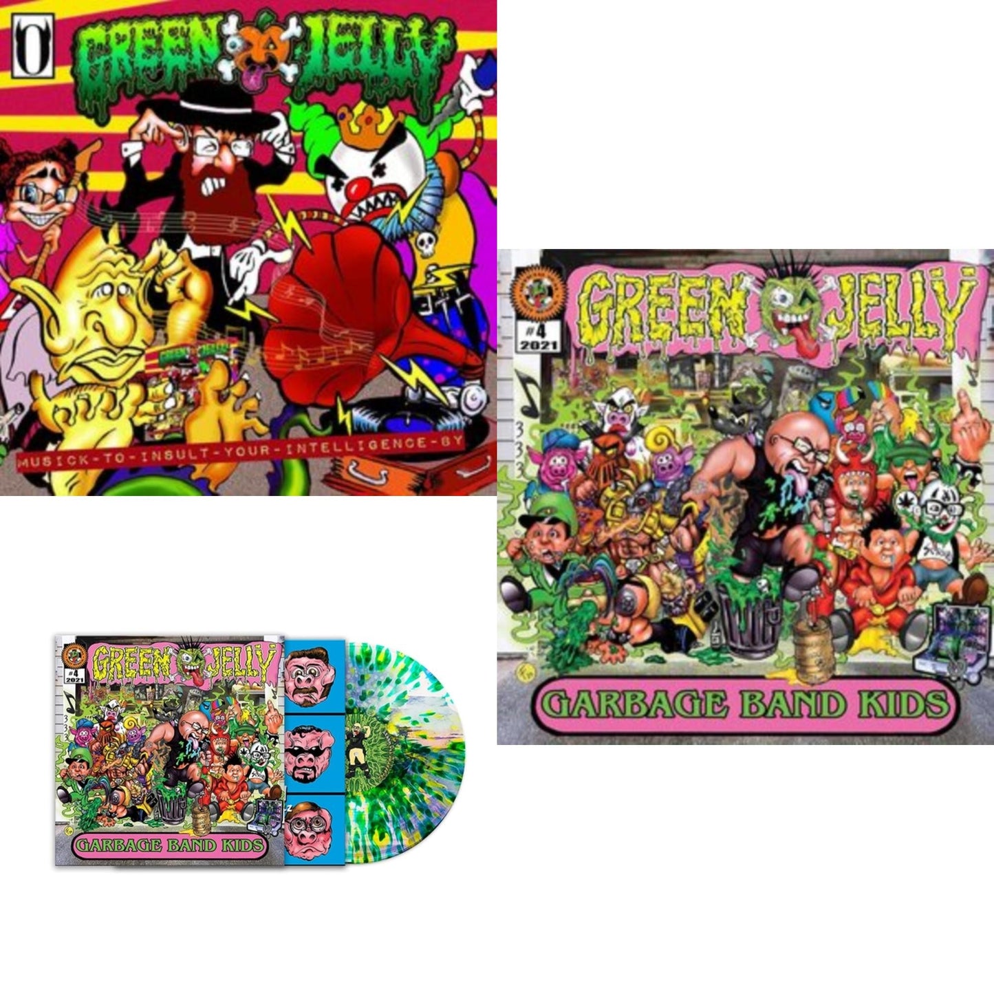 Musick To Insult Your Intelligence By (Orange/Black Splatter LP Vinyl/Remastered) & Garbage Band Kids (Green & Yellow Splatter LP Vinyl) & Garbage Band Kids (Pink/Green Haze LP Vinyl)