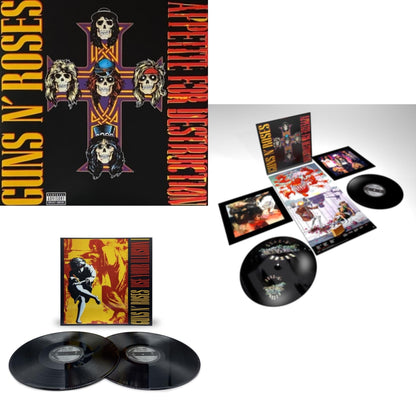 This is a 3 LP Vinyl SKU bundle.
1.This LP Vinyl is brand new.Format: LP VinylMusic Style: Hard RockThis item's title is: Appetite For DestructionArtist: Guns N' RosesLabel: GEFFENBarcode: 720642414811Release Date: 12/9/2008
2.This LP Vinyl is brand new.