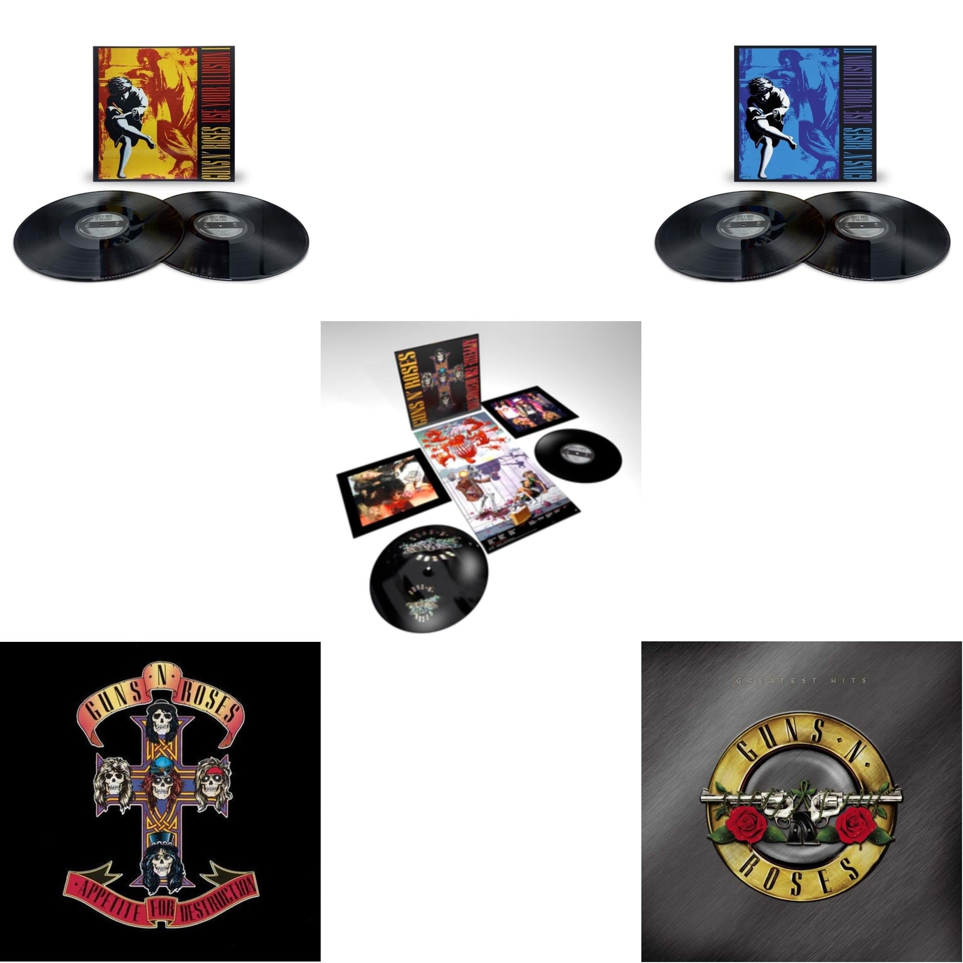 This is a 5 LP Vinyl SKU bundle.
1.This LP Vinyl is brand new.Format: LP VinylThis item's title is: Use Your Illusion I (X) (2LP)Artist: Guns N' RosesBarcode: 602445117307Release Date: 11/11/2022
2.This LP Vinyl is brand new.