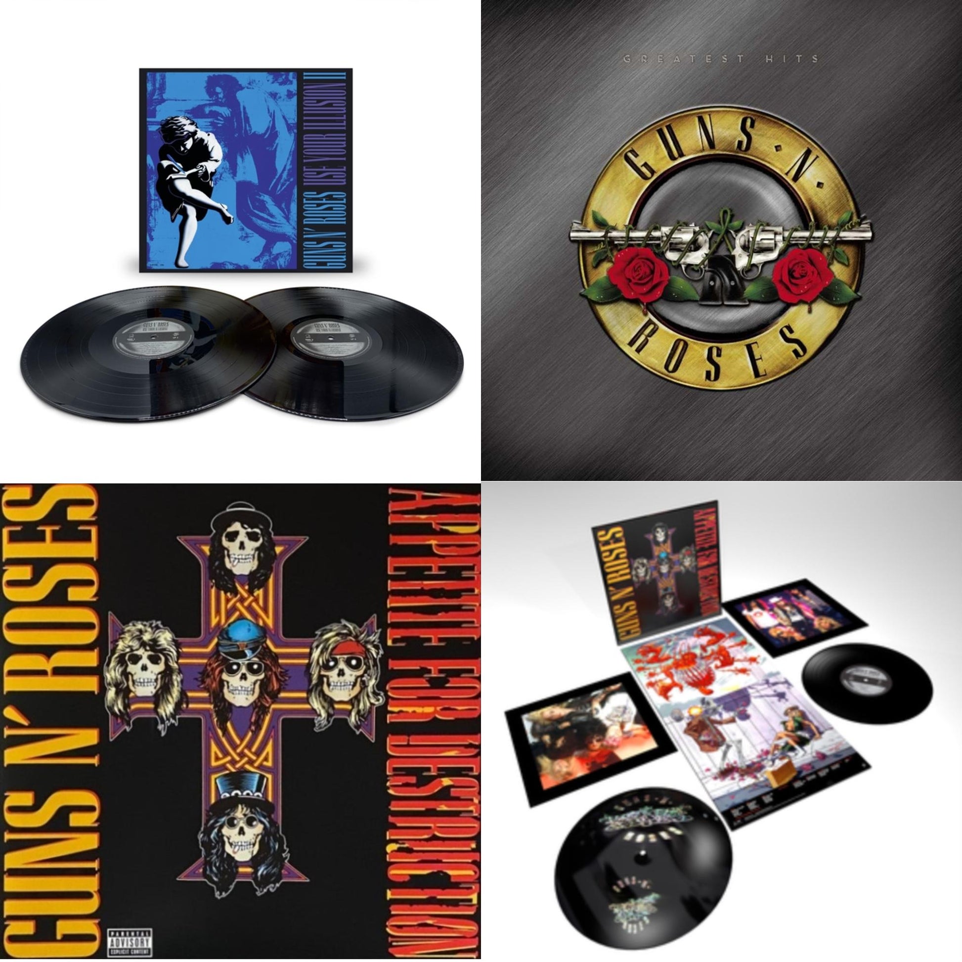 This is a 4 LP Vinyl SKU bundle.
1.This LP Vinyl is brand new.Format: LP VinylMusic Style: Rock & RollThis item's title is: Use Your Illusion Ii (X) (2LP)Artist: Guns N' RosesLabel: GEFFENBarcode: 602445117314Release Date: 11/11/2022
2.This LP Vinyl is brand new.