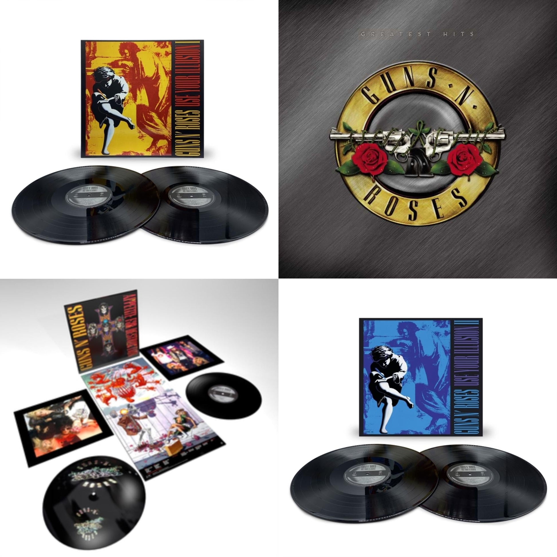 This is a 4 LP Vinyl SKU bundle.
1.This LP Vinyl is brand new.Format: LP VinylThis item's title is: Use Your Illusion I (X) (2LP)Artist: Guns N' RosesBarcode: 602445117307Release Date: 11/11/2022
2.This LP Vinyl is brand new.