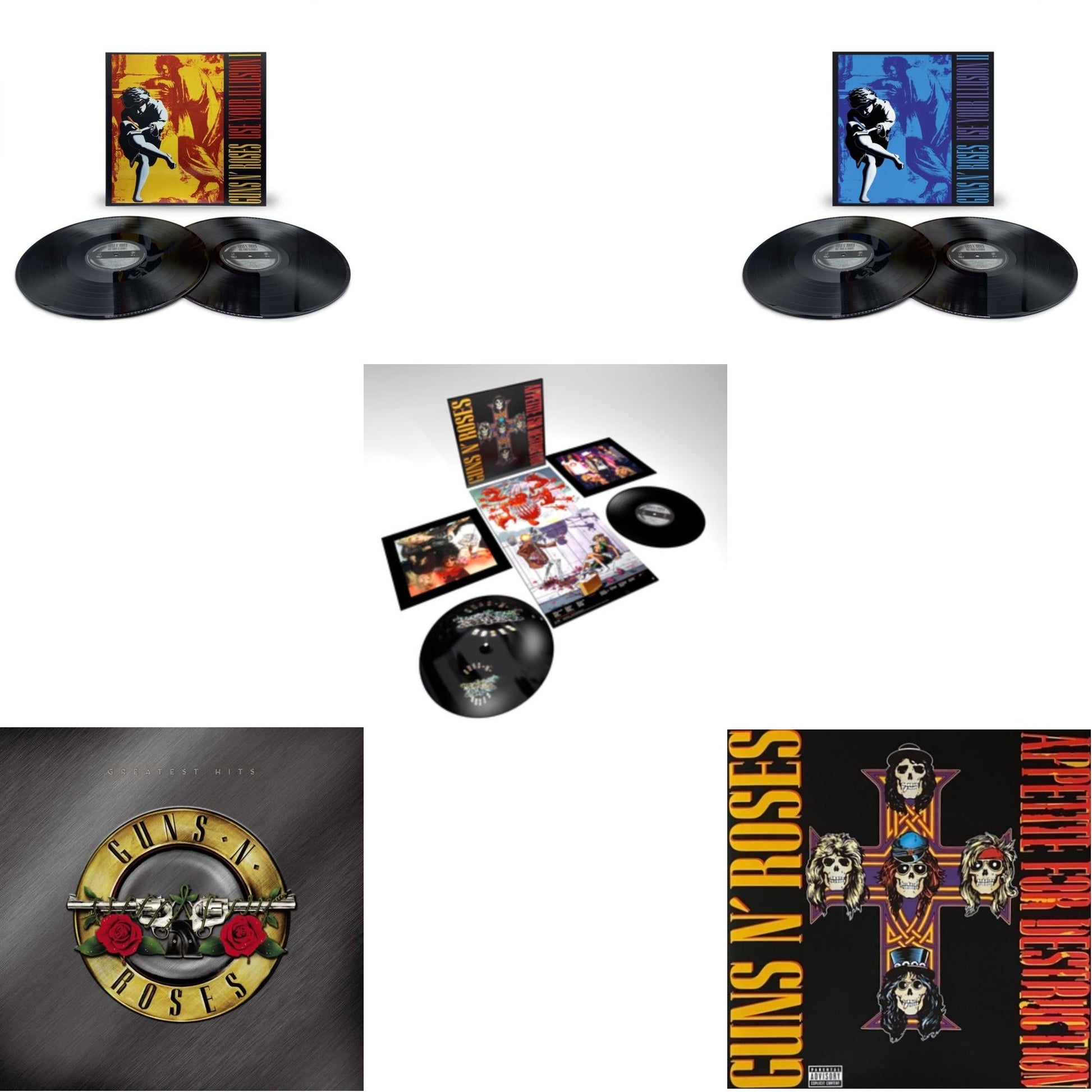 This is a 5 LP Vinyl SKU bundle.
1.This LP Vinyl is brand new.Format: LP VinylThis item's title is: Use Your Illusion I (X) (2LP)Artist: Guns N' RosesBarcode: 602445117307Release Date: 11/11/2022
2.This LP Vinyl is brand new.