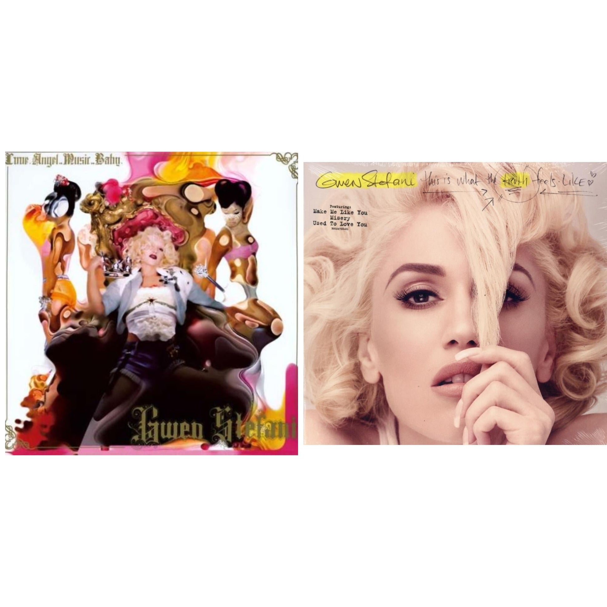 This is a 2 LP Vinyl SKU bundle.
1.This LP Vinyl is brand new.Format: LP VinylMusic Style: HouseThis item's title is: Love Angel Music BabyArtist: Gwen StefaniLabel: Interscope RecordsBarcode: 075021031432Release Date: 11/23/2004
2.This LP Vinyl is brand new.