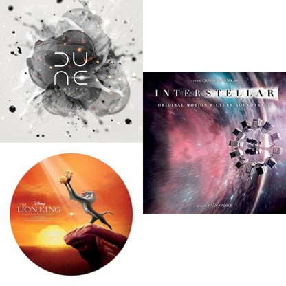 This is a 3 LP Vinyl SKU bundle.
1.This LP Vinyl is brand new.Format: LP VinylMusic Style: ScoreThis item's title is: Lion King Ost (Picture Disc)Artist: Hans ZimmerLabel: WALT DISNEY RECORDSBarcode: 050087304607Release Date: 3/24/2017
2.This LP Vinyl is brand new.