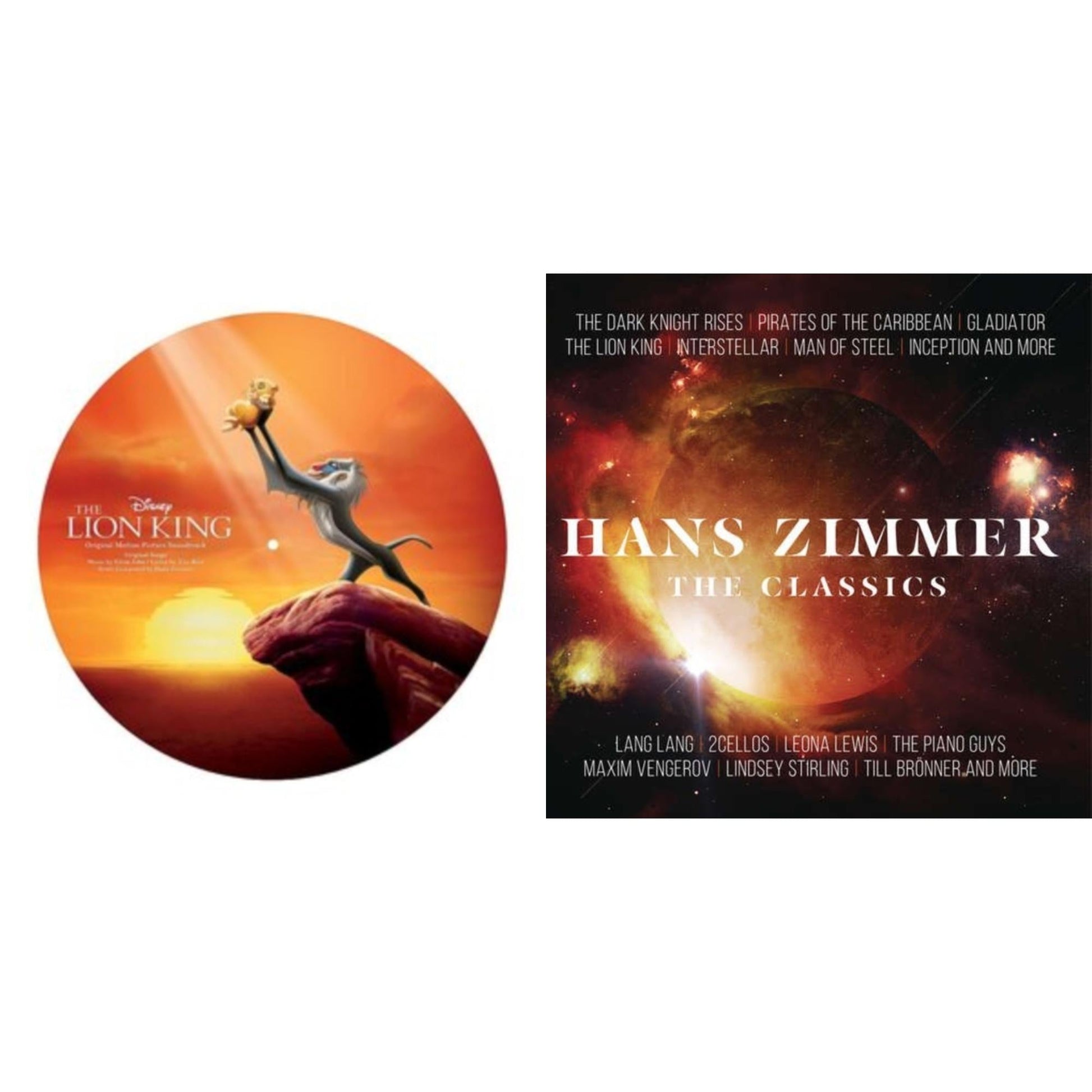 This is a 2 LP Vinyl SKU bundle.
1.This LP Vinyl is brand new.Format: LP VinylMusic Style: ScoreThis item's title is: Lion King Ost (Picture Disc)Artist: Hans ZimmerLabel: WALT DISNEY RECORDSBarcode: 050087304607Release Date: 3/24/2017
2.This LP Vinyl is brand new.