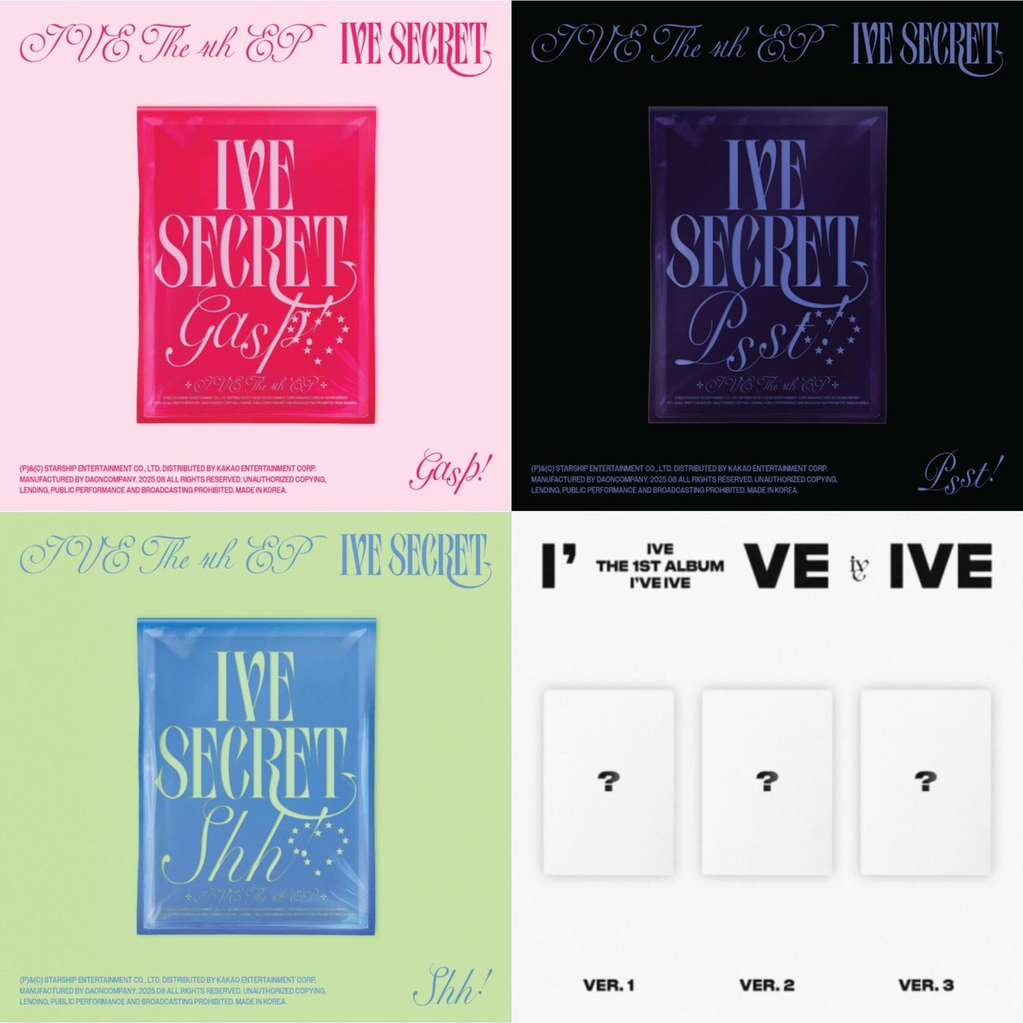 Ive The 4Th Ep Ive Secret (Gasp! Ver.) & Ive The 4Th Ep Ive Secret (Psst! Ver.)  & Ive The 4Th Ep Ive Secret (Shh Ver.) & I've Ive: Vol.1